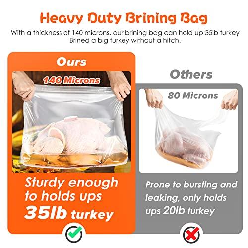 Venrothy Brining Bags for Turkey, 3 Pack, 26"×22", Extra Large Turkey brine bag Holds up 35lb, Thickened Brining Bag with 3 Cotton Strings, Double Zip-lock Seal Brine Bags for Turkey, Chicken, Beef, Pork, Ham