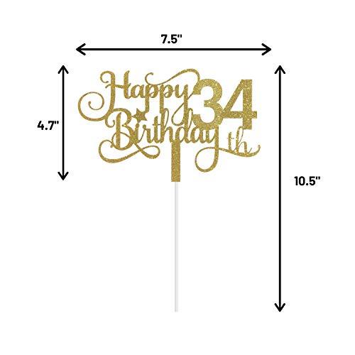 ALPHA K ALPHA K GG 34th Birthday Cake Topper, Happy 34th Birthday Cake Topper, 34th Birthday Party