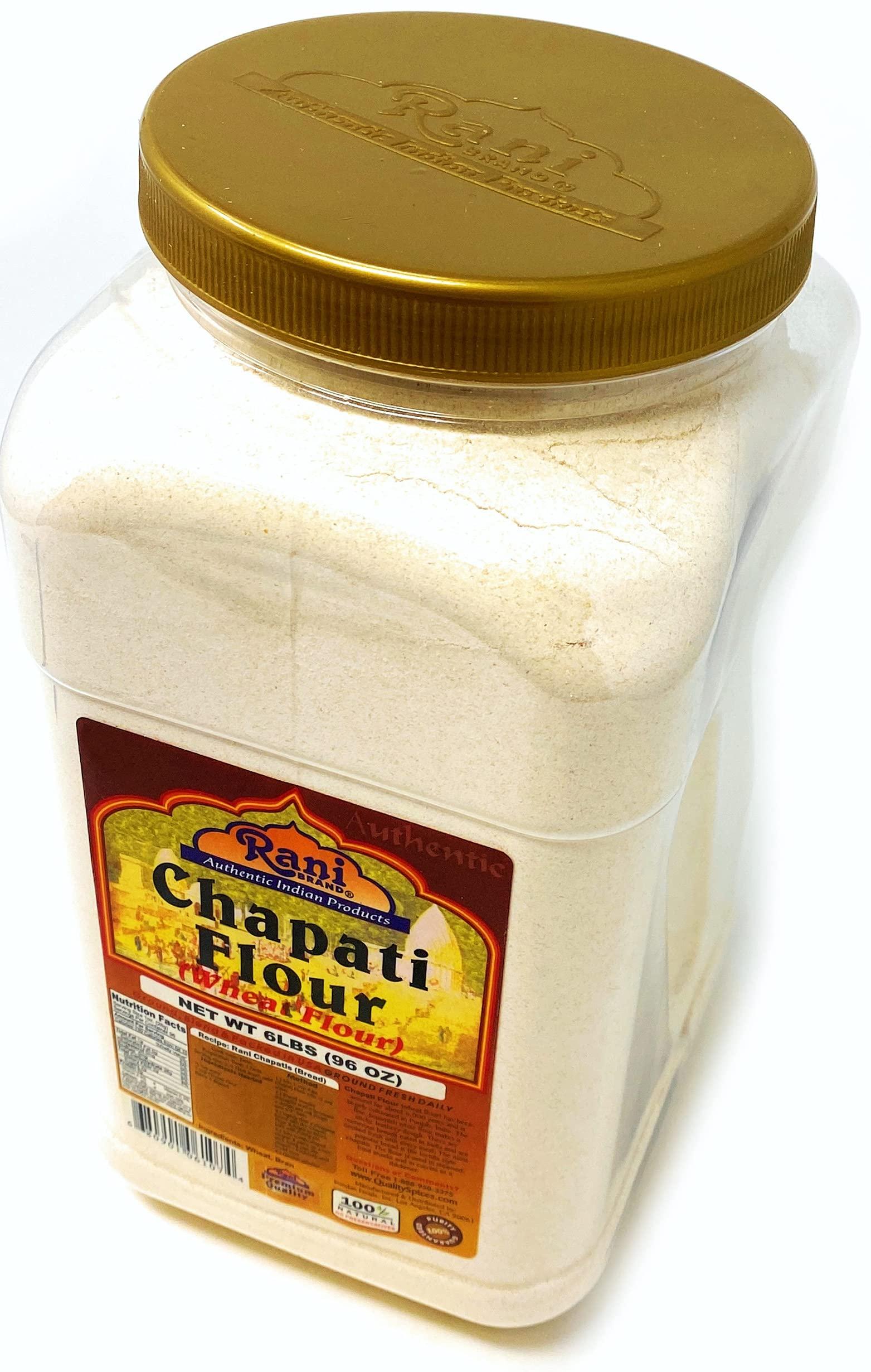 Rani Brand Authentic Indian Products Rani Chapati Flour (100% Pure Whole Wheat Atta), For Making Roti & Indian Breads 96oz (6lbs) 2.72kg PET Jar ~ All Natural | Vegan | No Salt or Colors | NON-GMO | Indian Origin