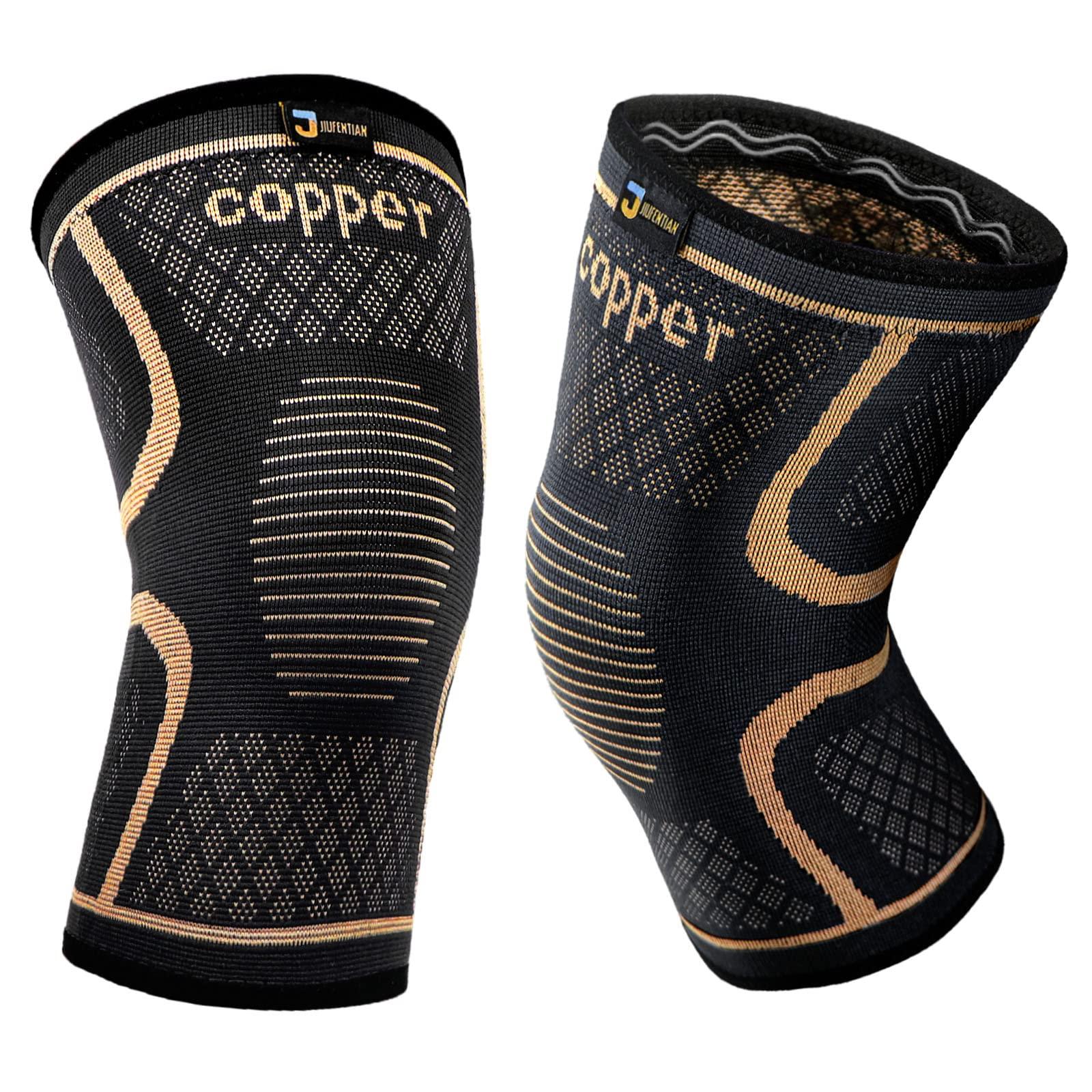 JIUFENTIAN JIUFENTIAN Copper Knee Braces for Men and Women (2 pack) -Knee Supports Copper Compression Knee Sleeve for Knee Pain, Arthritis, Running,Sports and Recovery Support (Medium)