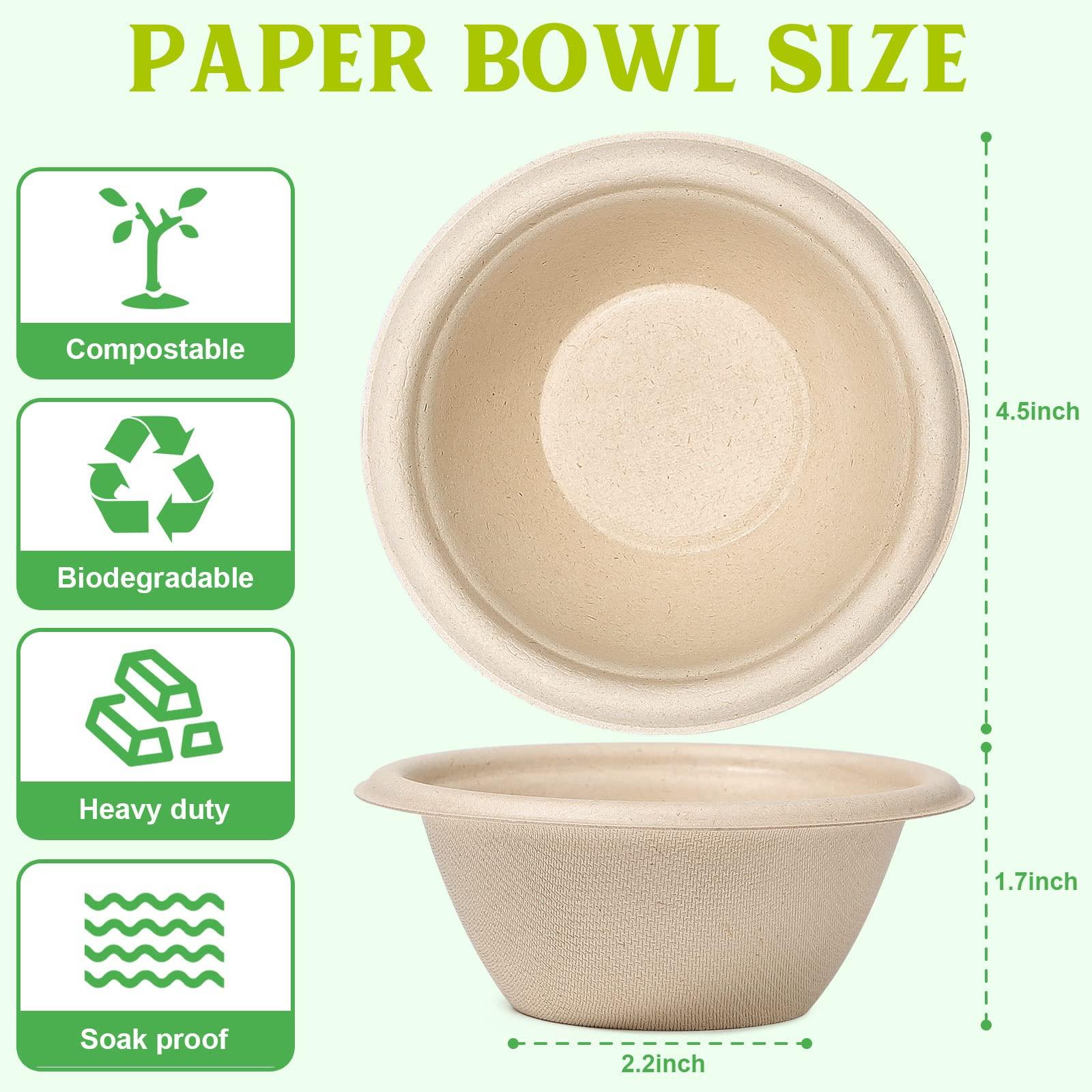 Groecycle Groecycle 8 oz Small Paper Bowls, 50 Pack Chili Bowls Disposable, 100% Compostable Paper Bowls, Biodegradable Bowls Made Of Sugarcane
