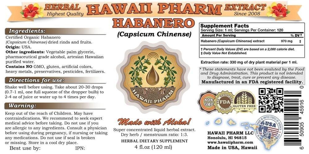 HawaiiPharm Habanero (Capsicum chinense) Liquid Extract 2x4 Oz