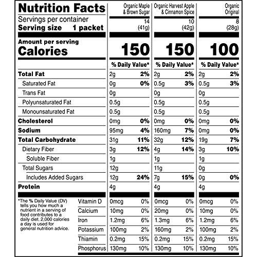 Quaker QUAKER Instant Oatmeal, USDA Organic, Non-GMO Project Verified, 3 Flavor Variety Pack, Individual Packets, 32 Count (Pack of 1)