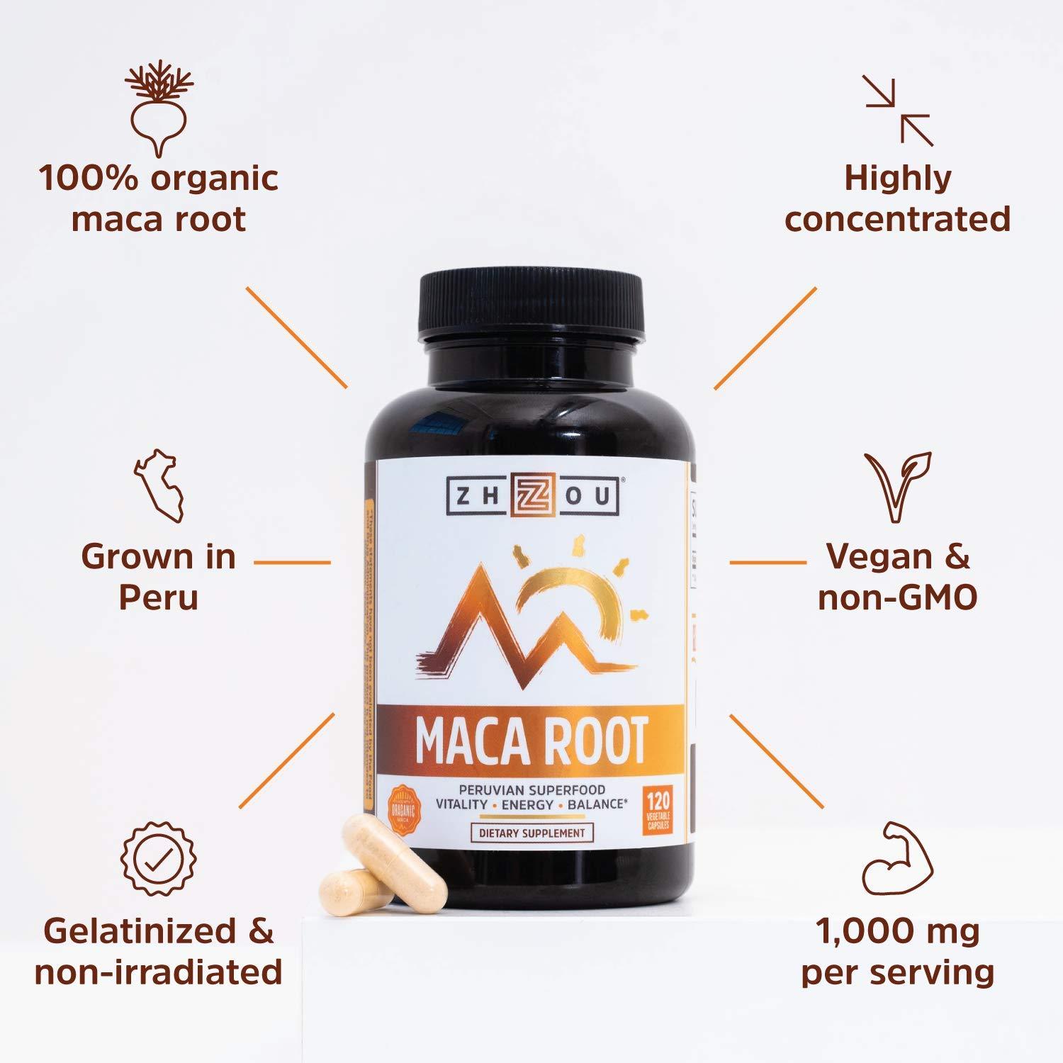 Zhou Nutrition Zhou Maca Root | Wellness Supplement for Men & Women | Boosts Energy | 60 Servings, 120 Count