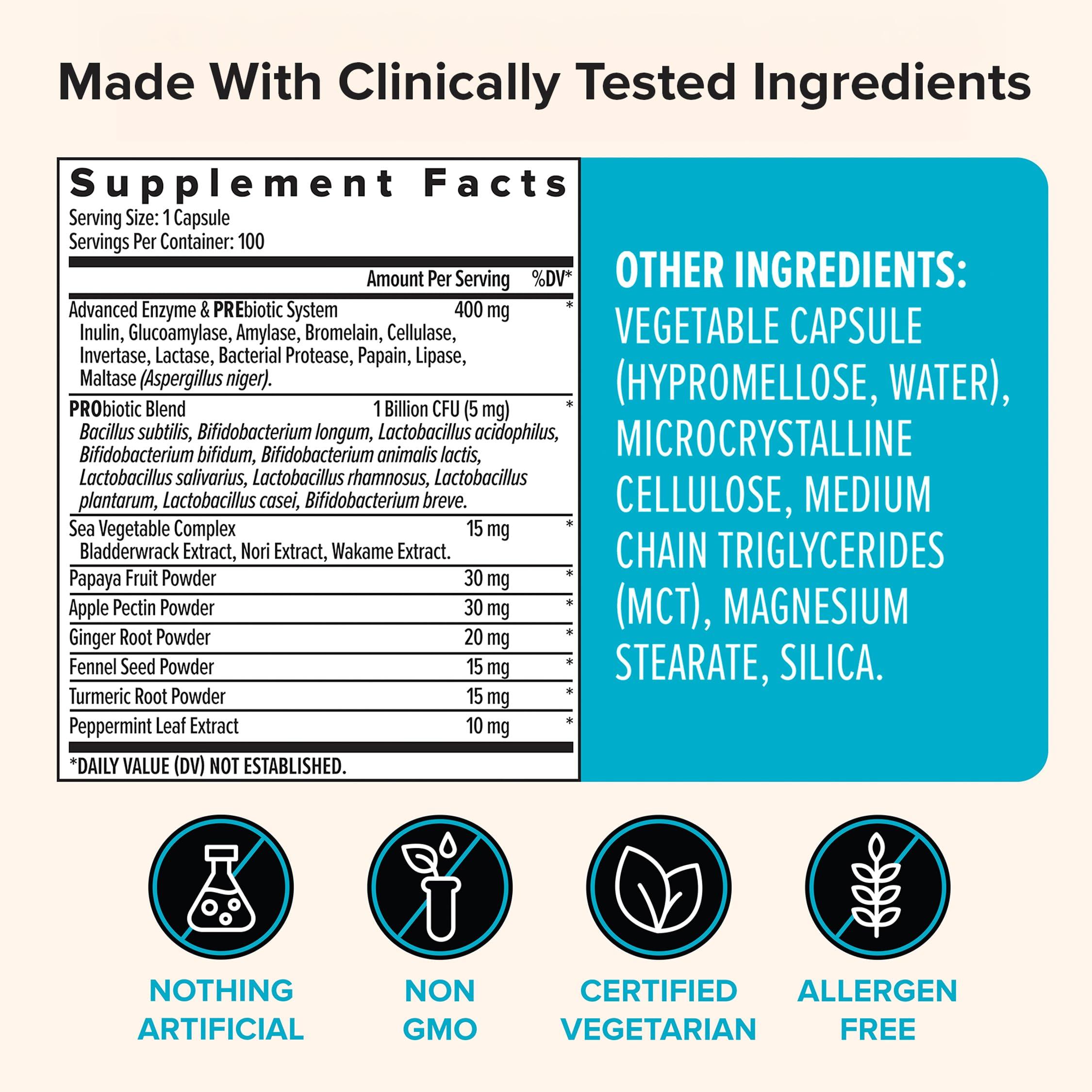 Zenwise Health Zenwise Health Digestive Enzymes and Bromelain for Gut Health - Probiotic Multi Enzymes with Prebiotics and Probiotics for Women and Men for Digestive Health and Bloating Relief for Digestion - 100 CT