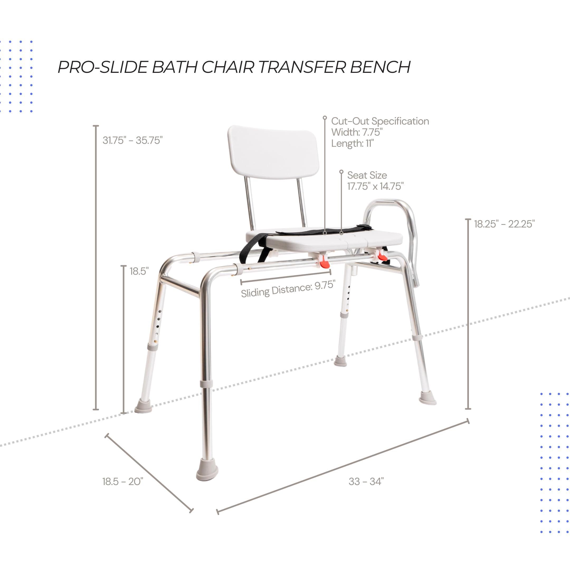 Eagle Health Supplies Eagle Health Supplies Pro-Slide Shower Chair & Tub Transfer Bench with Cut Out, Height Adjustable, Heavy-Duty Capacity up to 400 LBs, for Safety Shower, for Elderly & Disabled (70311)