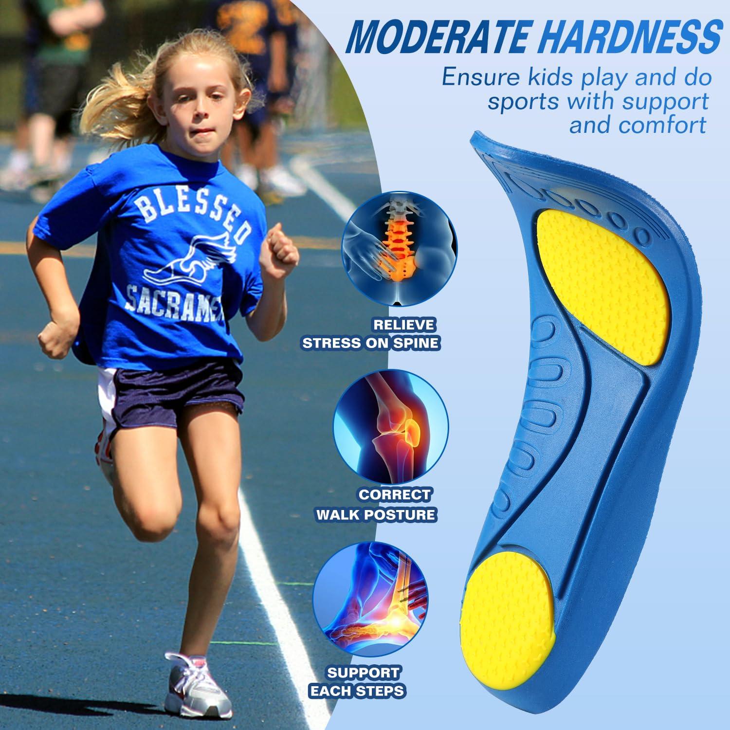 Bacophy Bacophy Kids Orthotic Arch Support Shoe Insoles, Deep Heel Cup, Shock Absorption, Blue