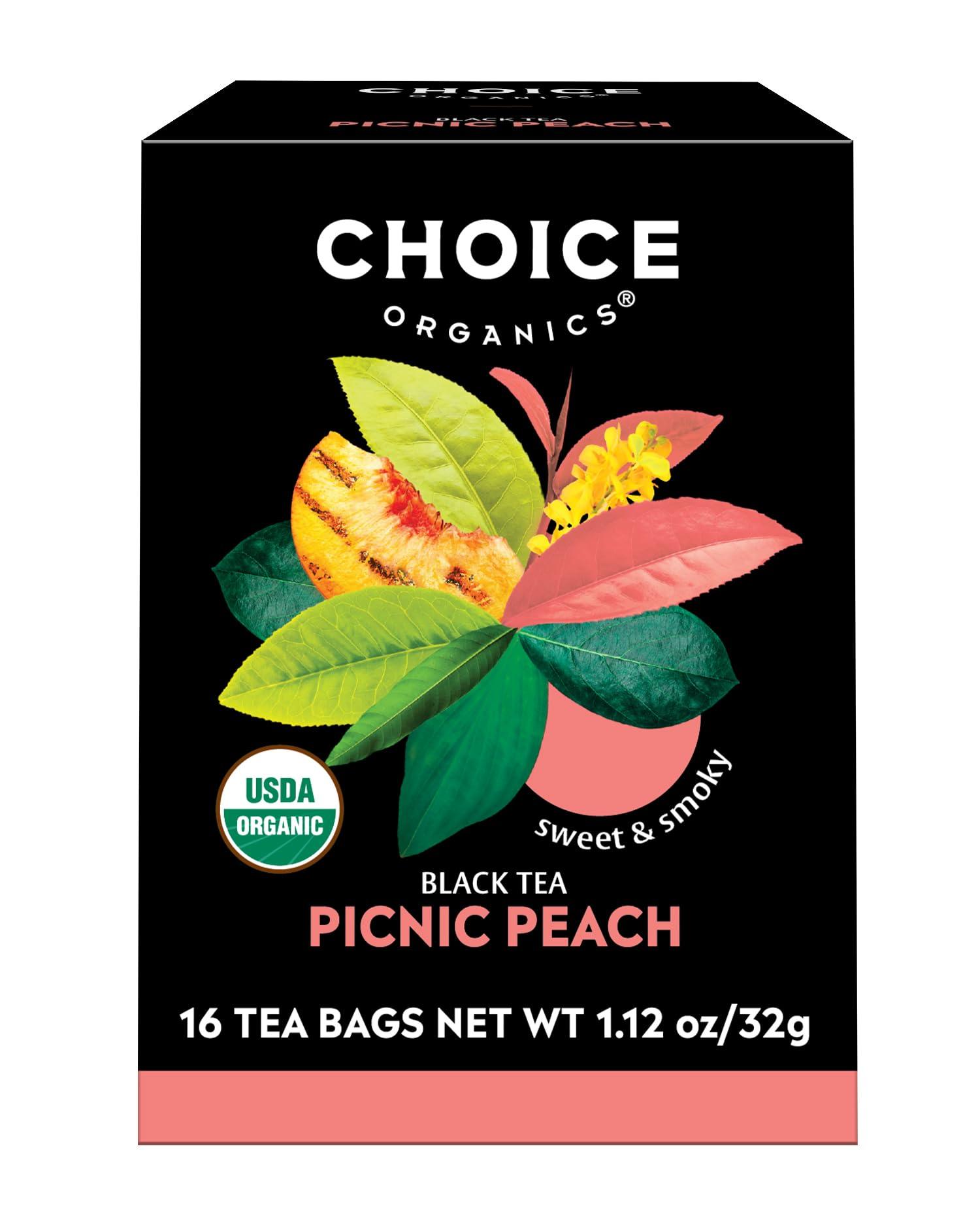 Choice Organics Choice Organics - Organic Picnic Peach Tea (3 Pack) - Rainforest Alliance - Contains Caffeine - 48 Organic Black Tea Bags