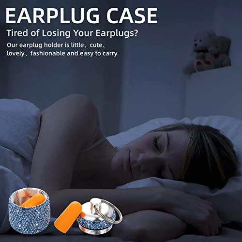 EveryBling Bling Rhinestone Pill Bottle Organizer Daily Travel Pill Case Container Ring Holder Small Medicine Holder Box for Vitamin Supplement Gum with Keychain(Light Blue)