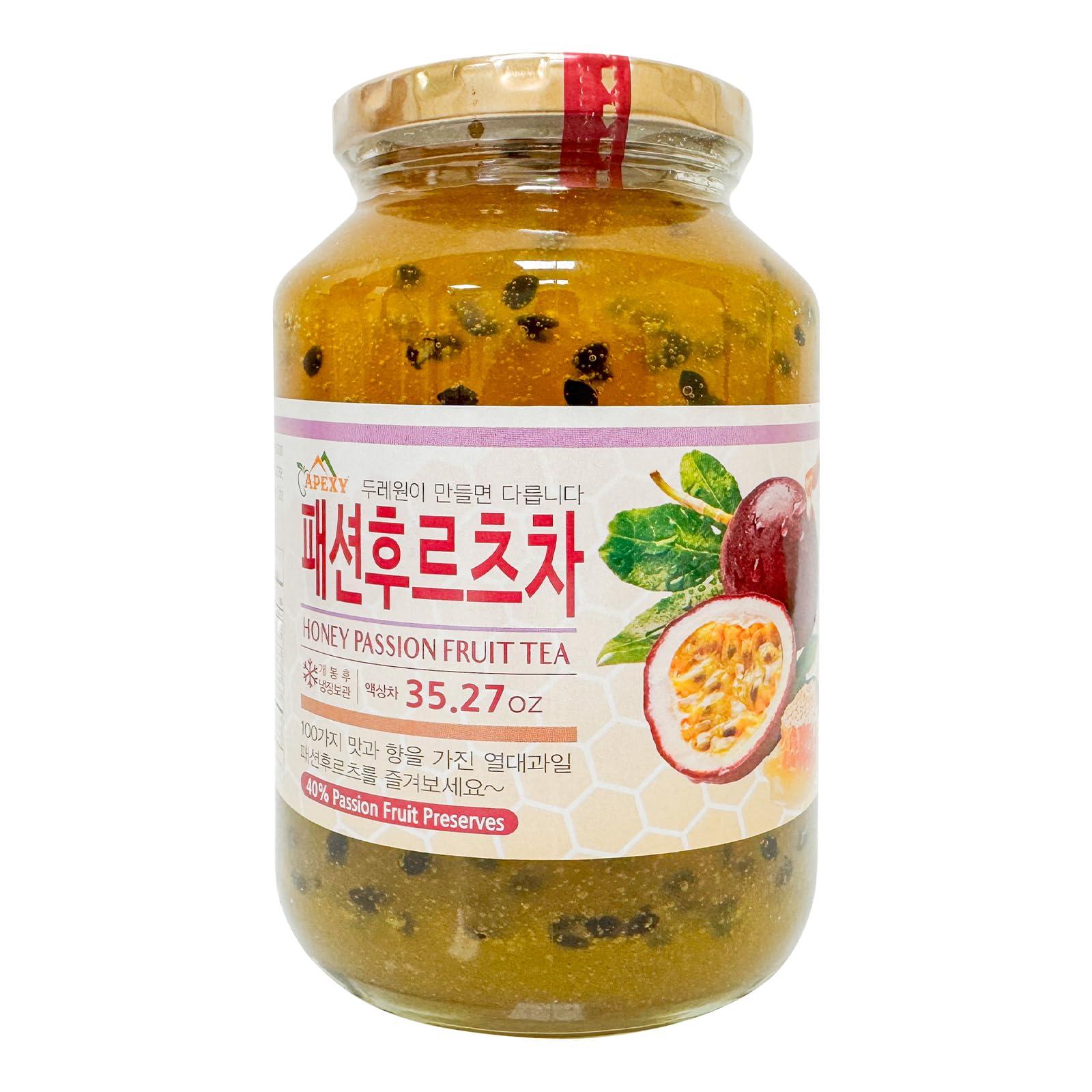 APEXY Apexy Authentic Korean Honey Passion Fruit Tea, Passionfruit Puree , Just Add Hot Water, Gourment Blend for Smoothies, Cocktails Desserts and Spread, No Artificial Colors, Versatile and Natural Delight, Made in KOREA 35.27oz (1kg). (Honey Passion Fru
