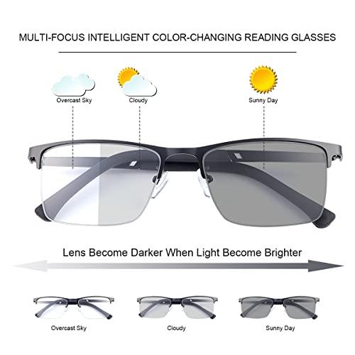 Vepiant Vepiant Photochromic Progressive Multifocus Reading Sunglasses UV Protection Multifocal Trifocal Transition Sun Readers Blue Light Blocking Computer Glasses for Women Men Anti Glare Eyeglasses Eyewear