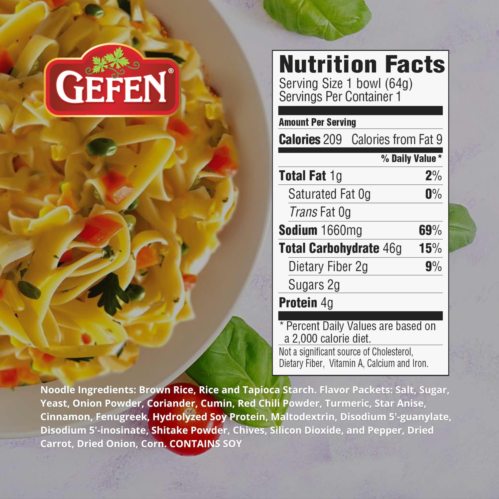 Gefen Gefen Brown Rice Gluten Free Instant Noodle Soup, Vegetable Flavor 2.25oz (4 Pack) | No MSG Added, Ready In Minutes!