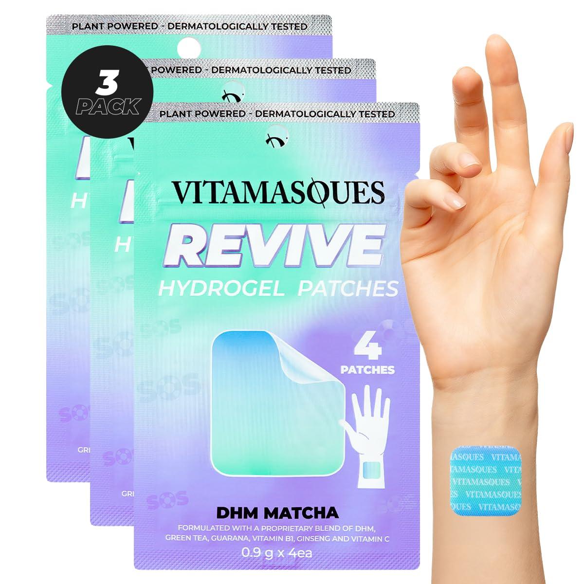 Vitamasques Vitamasques Recovery Patch, Reviveme Wellness Hydrogel Patch (3-Pack) - Revive Vitamin Patches with DHM, Green Tea, Guarana, & Vitamin B1 - Cruelty-Free & Gluten-Free Energy Patches for Adults