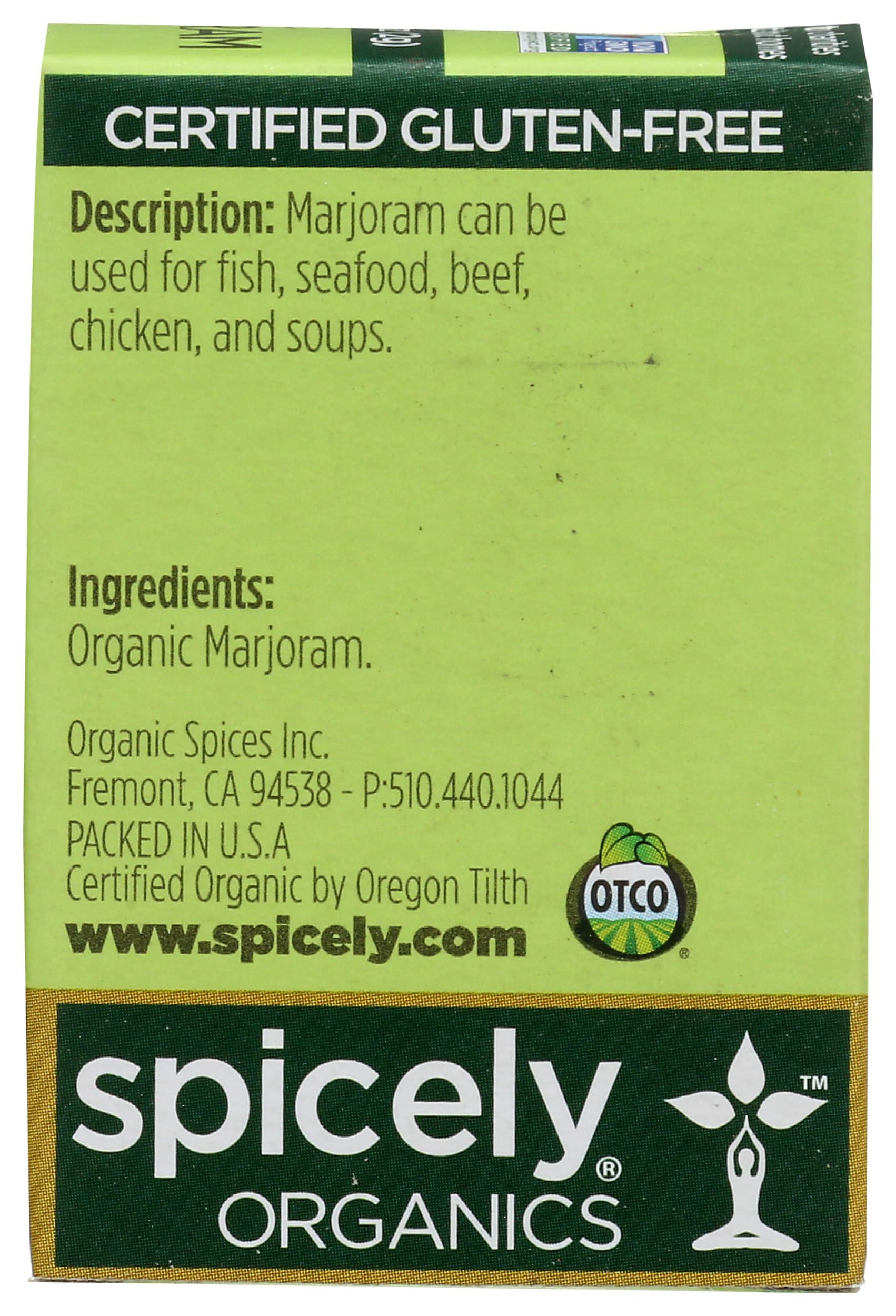 Spicely Organics Spicely Organic Marjoram Whole 0.1 Oz Certified Gluten Free