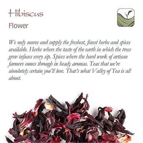 Valley of Tea Hibiscus Organic Flowers Herbal Tea - Lemon Tart & Berry Rich - Classic Sweet Sour Rose Mallow - Hibiscus Flowers Hibiscus Tea Dry Hibiscus Flower Organic Hibiscus Flowers Hibiscus Flower Tea 100g