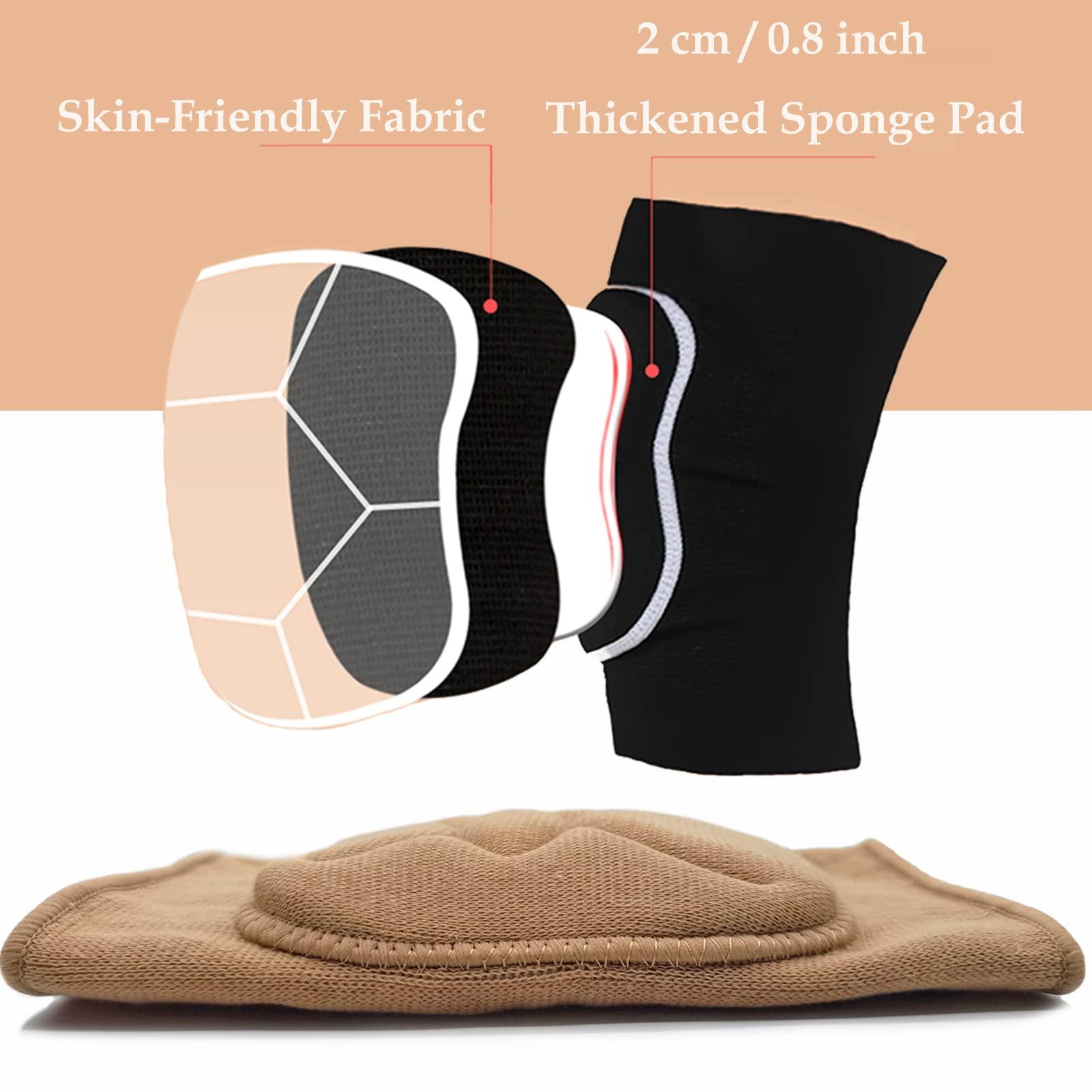 DANCEYOU DANCEYOU Dance Knee Pads Thick Soft Sponge Volleyball Knee Brace for Big Kid Teen Adults Workout Knee Protector Football Pole Dance Yoga Tennis Running, Tan, L