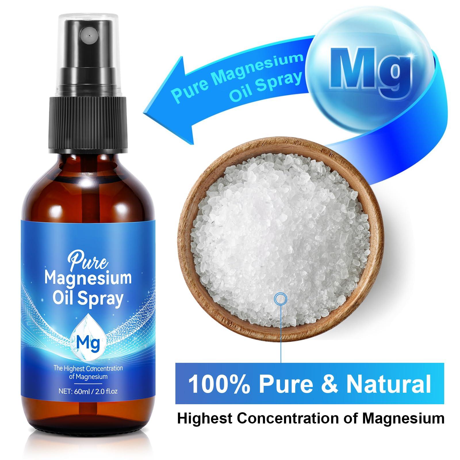 HELTURE Magnesium Oil Spray, 100% Natural Magnesium Spray for Feet (17.5mg Magnesium in Each Spray) 2 Oz, Made with Concentrated Pure Magnesium Chloride Oil - Topical Magnesium Spray, Easy to Use