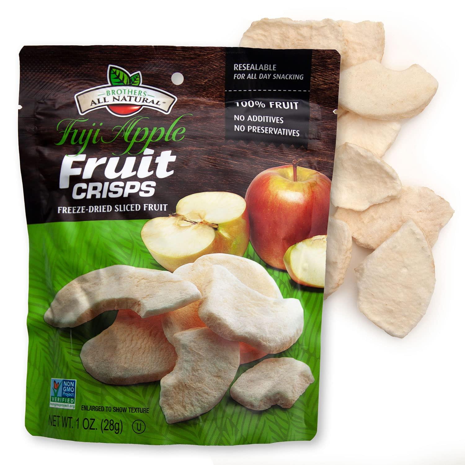 Brothers-ALL-Natural Brothers All Natural, Fuji Apple Freeze Dried Fruit Crisps, Gluten Free, Non-GMO, Nothing Added, 1 oz. Resealable Pouch (Pack of 8)