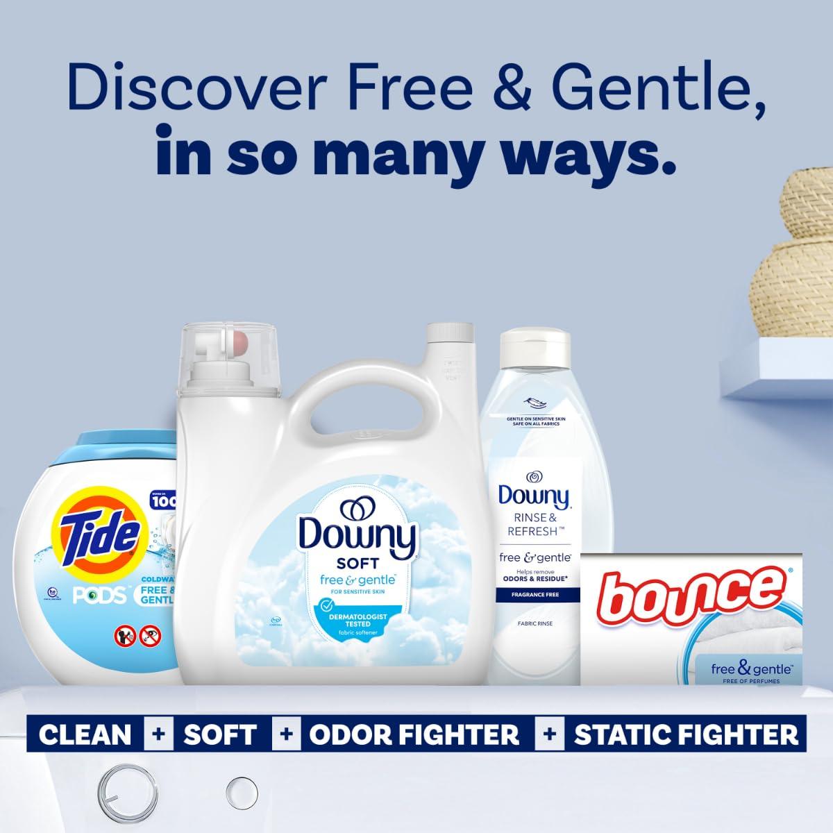 Downy Downy Free & Gentle Fabric Softener, Fabric Conditioner, Hypoallergenic, 190 Loads, 140 fl oz, Downy Fabric Softener, Liquid Fabric Softener