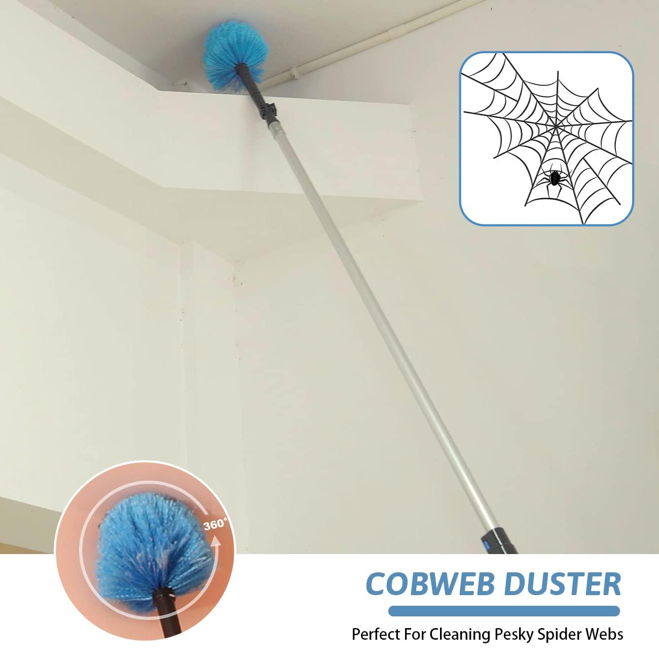 MAYKI MAYKI 20 Foot High Reach Dusters for Cleaning 5 PCS, Ceiling Fan Dusters with Extension Pole, Cobweb Duster with Extension Pole for High Ceilings/Fans, 2 in 1 Window Squeegee Duster