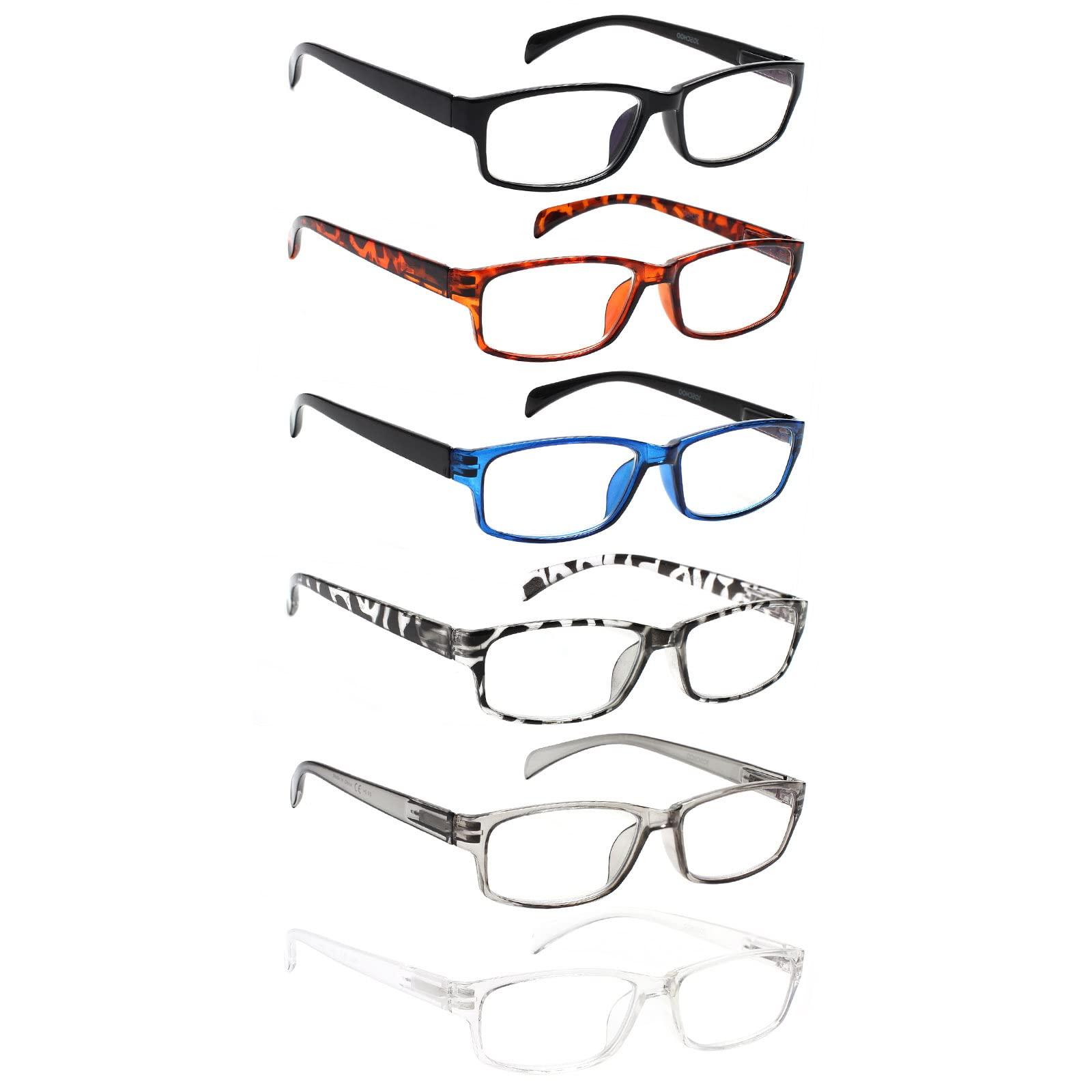 JOSCHOO JOSCHOO Computer Reading Glasses for Women and Men 6 Pack Blue Light Blocking Spring Hinge Readers (Mix Color-4, 1.75, multiplier_x)