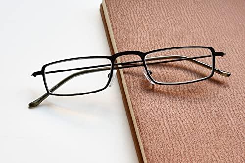 Eyekepper Eyekepper 5-Pack Straight Thin Stamped Metal Frame Half-Eye Style Reading Glasses Readers Black +2.0
