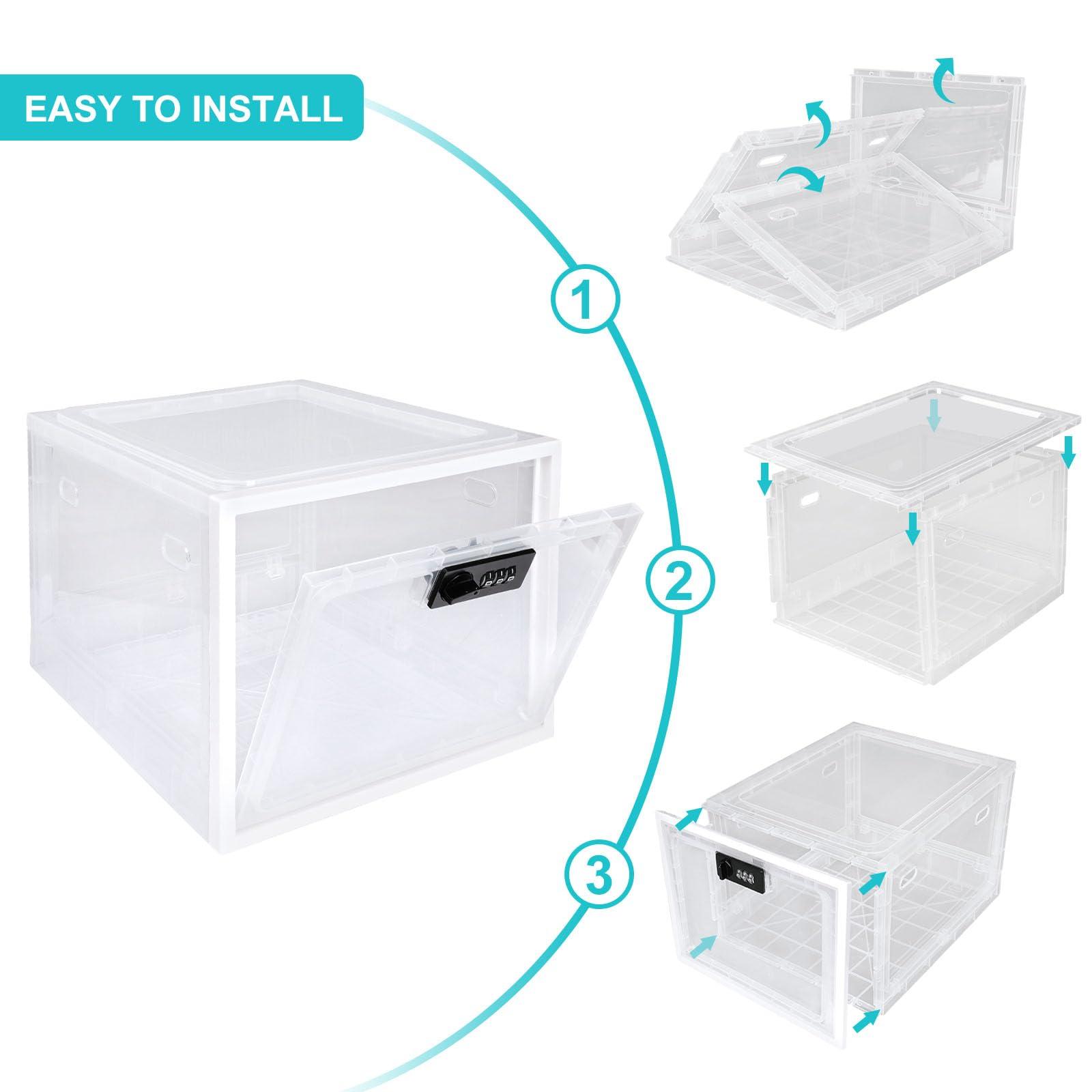 Gemaxvoled Medicine Lock Box for Safe Medication, Premium Material Lockable Storage Box Locking Organizer Bin with Combination Code for Fridge Food/Snacks/Phone/Tablet Jail/Home/Office Storage Lockers