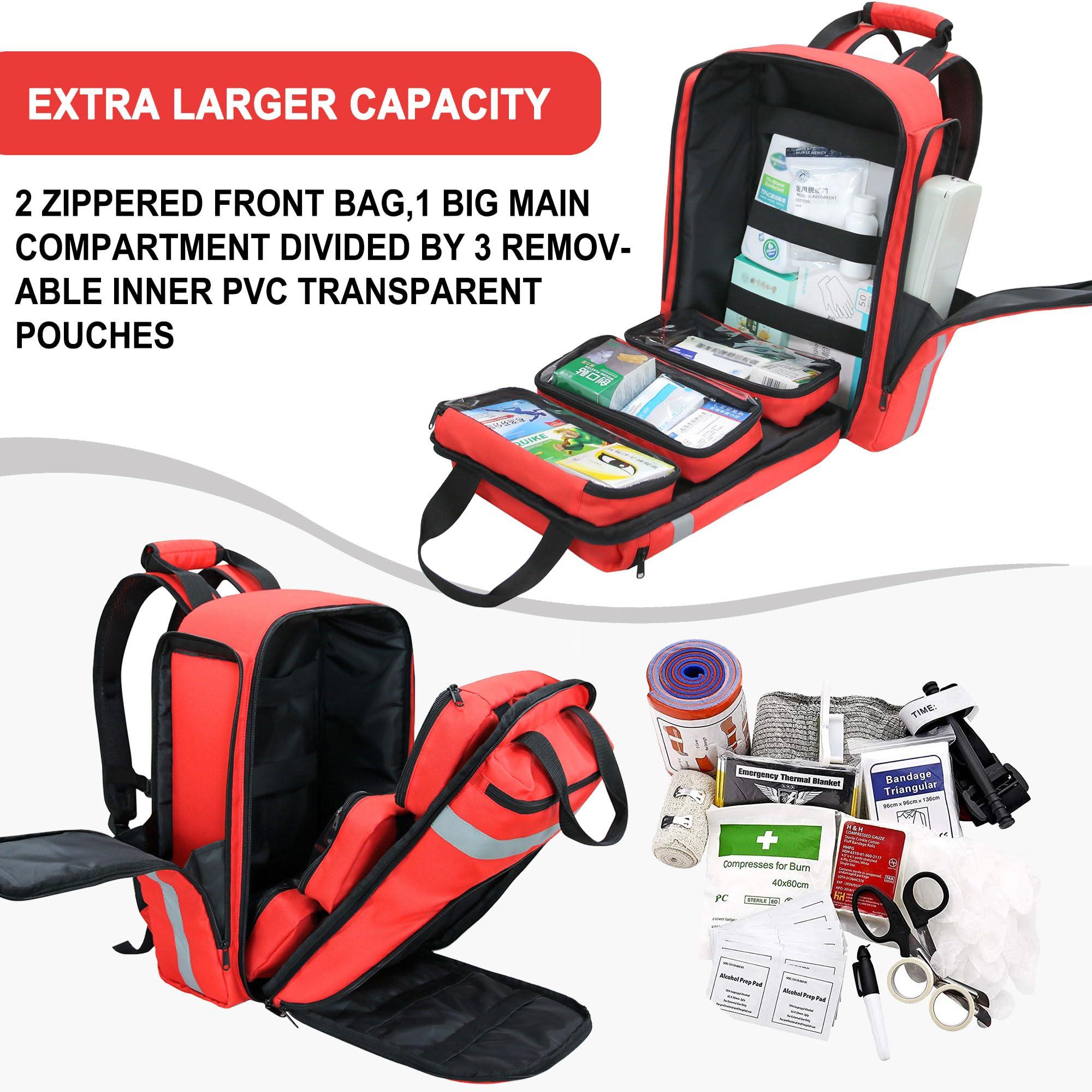 RosinKing First Aid Bag Trauma Backpack Empty Medical Emergency Kits First Responder Bag for Home Health EMT, EMS, Police, Firefighters, Safety Officers