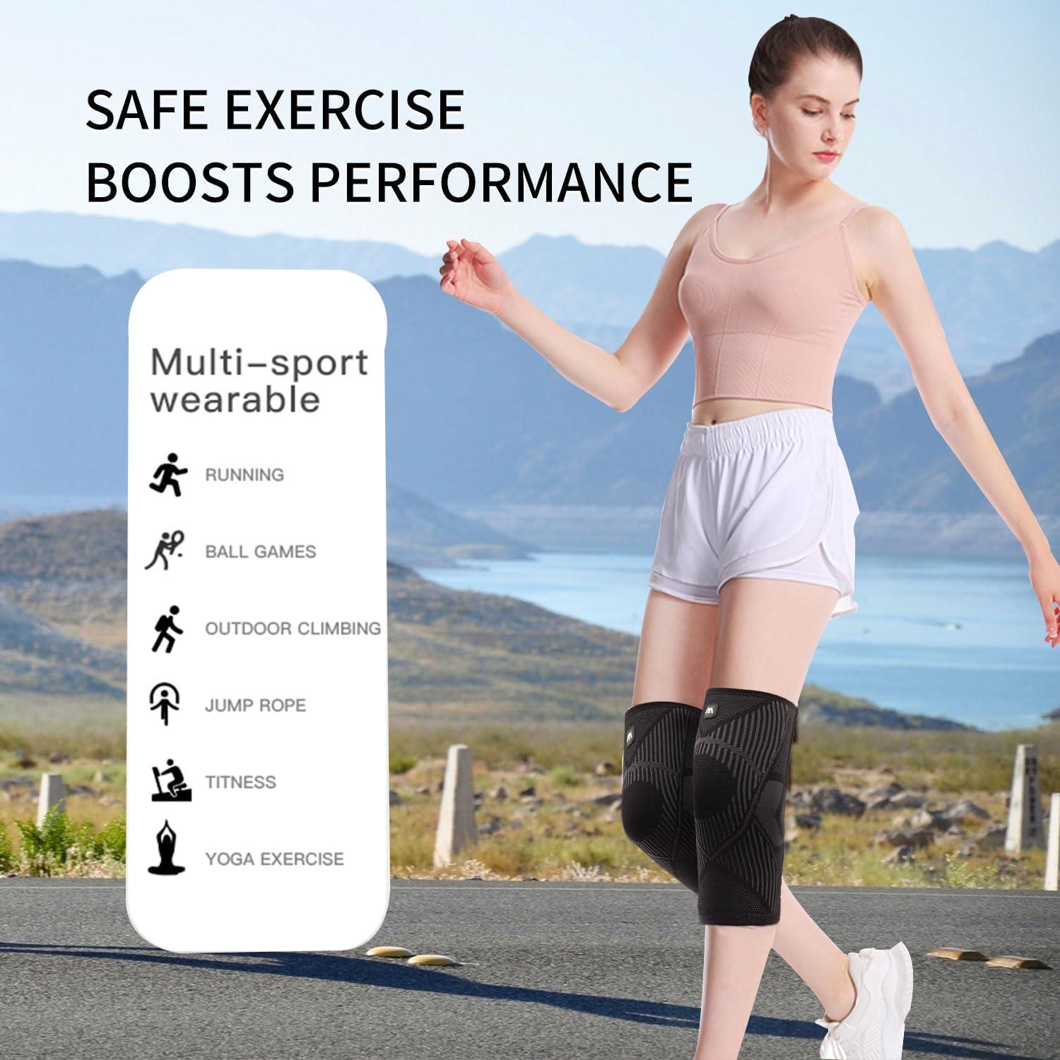 Cinlitek Cinlitek Knee Supports Brace for Women, Knee Compression Sleeves for Joint Pain Relief, Arthritis,Injury Recovery, Meniscus Tear,Knee Pain, ACL, MCL,Jogging Squats, Sports (Medium, Blue)