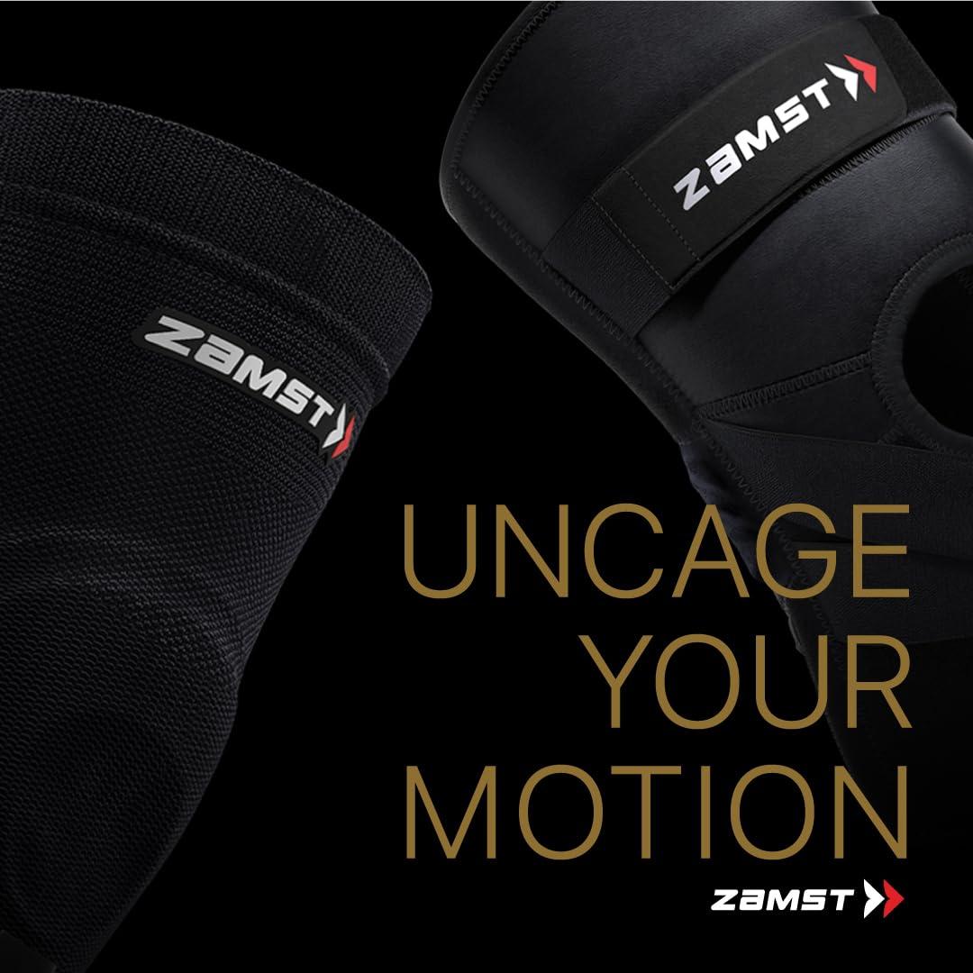 Zamst Zamst ZK-Motion Sports Knee Brace With Comfortable Knitted And Flexible Resin Stays Protecting the Knee Ligaments For Sprains of the ACL, MCL, LCL-for Basketball, Volleyball, Football, Soccer,Skiing (Medium)