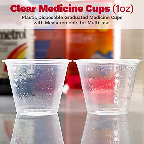 MEDca Clear Medicine Cups (1oz) - Pack of 500 - Plastic Disposable Graduated Medicine Cups with Measurements for Medication Arts & Crafts Mouthwash and More