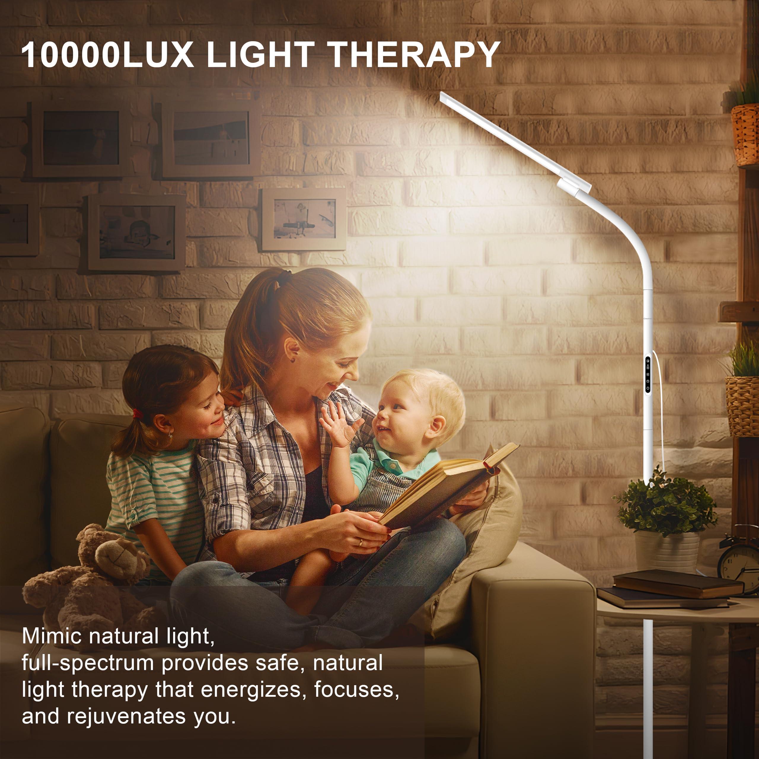 Sunlamlux Light Therapy Lamp,10000 Lux Happy Therapy Light, Floor Sun Therapy Lamp with Remote & Touch Control & Adjustable Gooseneck for Reading/Office/Home