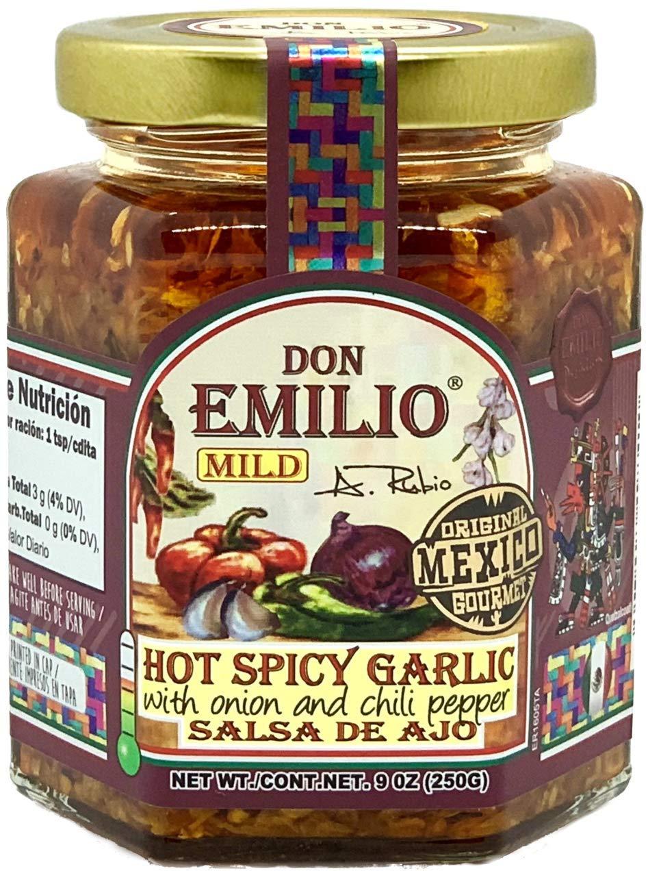 Don Emilio Don Emilio Salsa Macha Hot Chili Garlic Sauce, Gourmet Spicy Chili Crisp Oil, Garlic and Onion, All Natural Chili Paste 9 oz