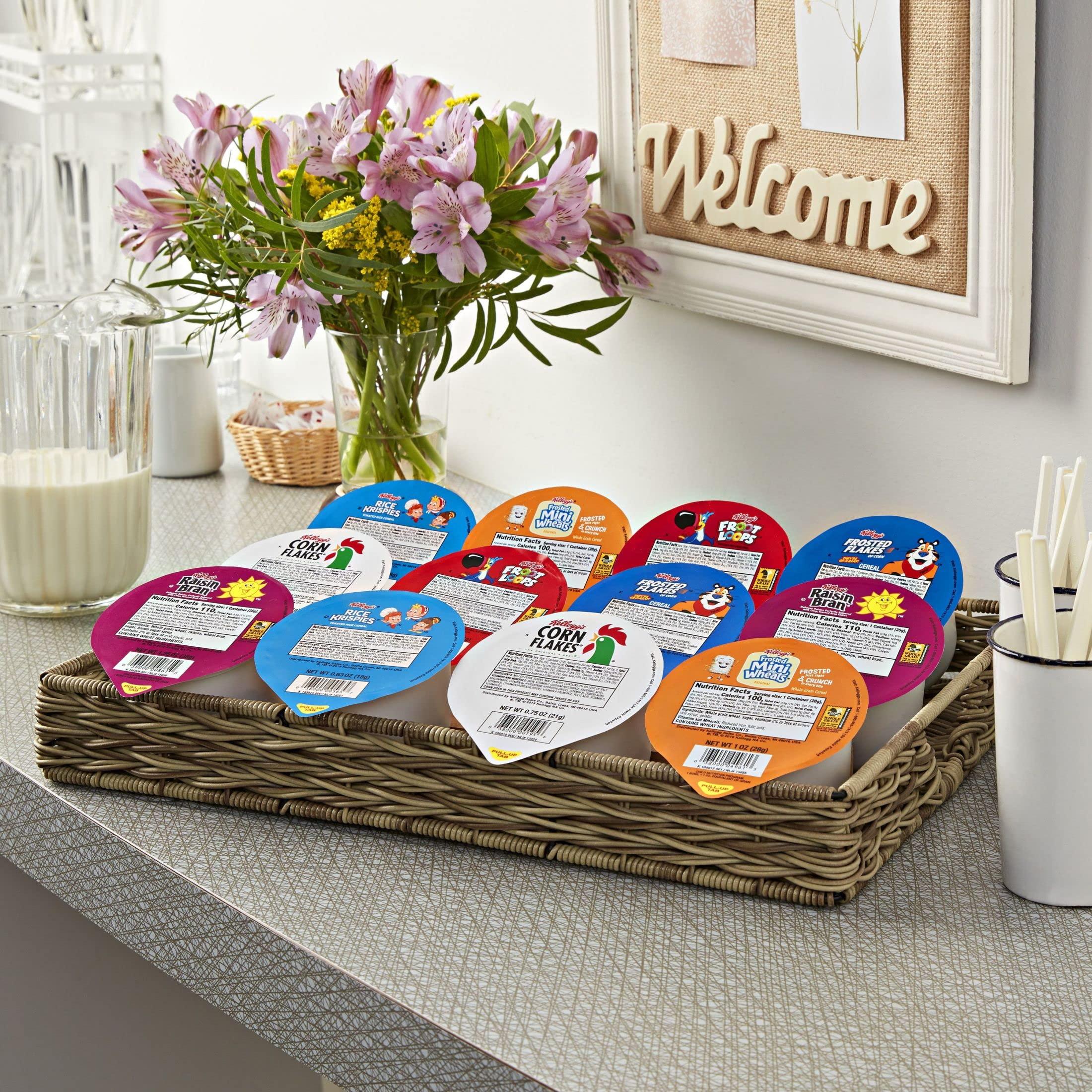 Family Cereal Assortment Pack Kellogg Breakfast Cereal Cups, Kids Snacks, Family Breakfast, Variety Pack (96 Cups)