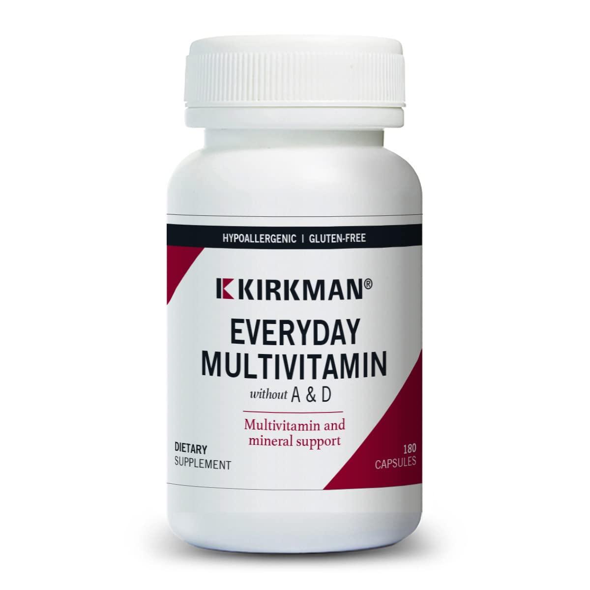 Kirkman Kirkman - EveryDay Multivitamin without Vitamins A & D - 180 Capsules - Comprehensive Multivitamin - Mineral Support - Hypoallergenic