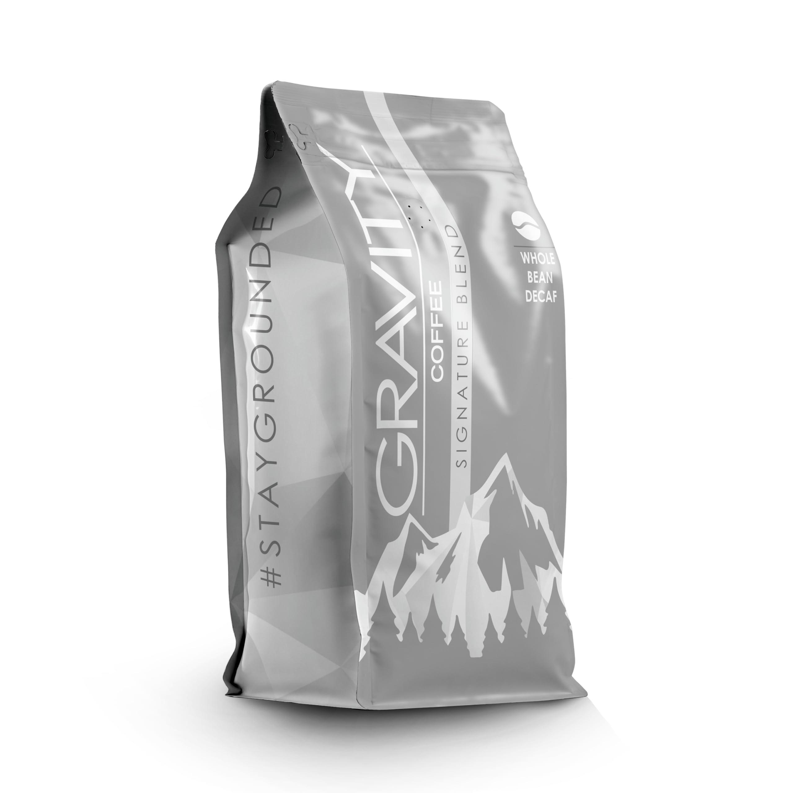 Gravity Coffee Gravity Coffee, Signature Decaf Blend (Medium Roast) 12oz Bag of Whole Beans, Notes of Hazelnut and Chocolate, Bold and Smooth Flavor Decaffeinated Coffee