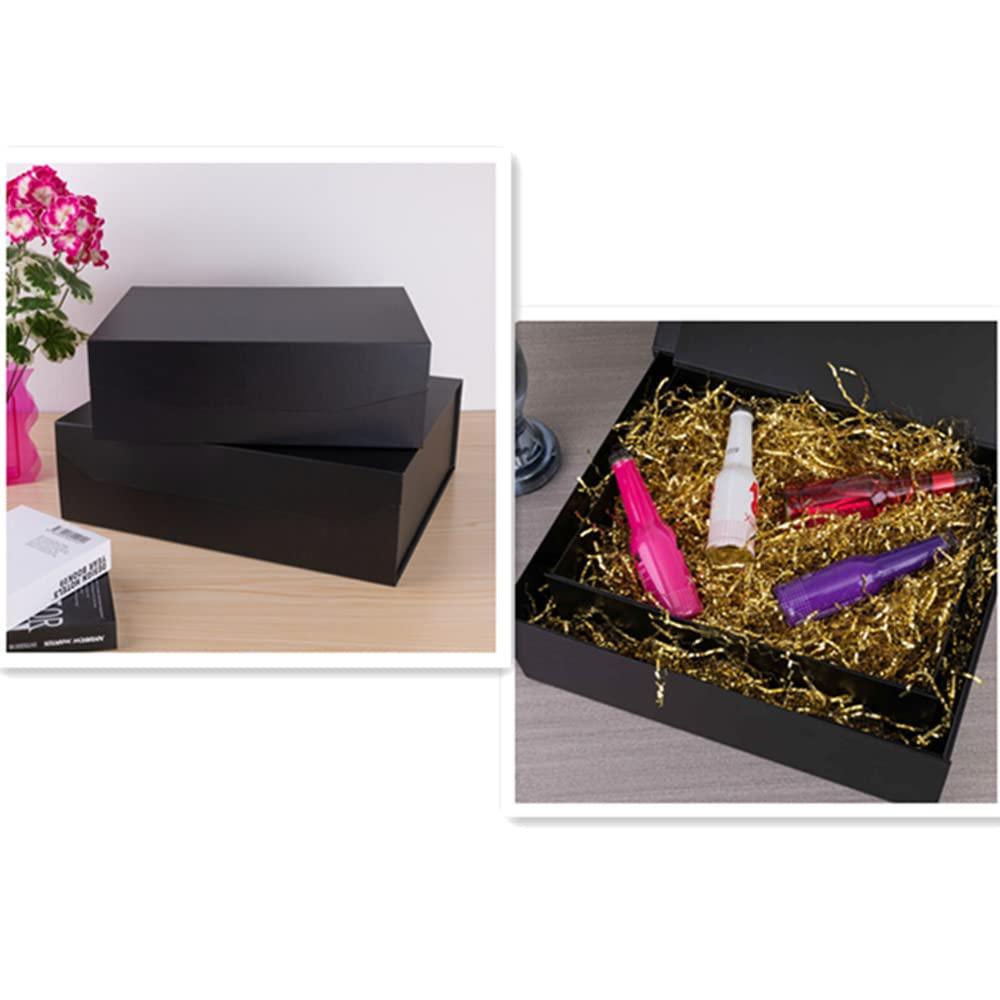 PACKGILO PACKGILO 1 Pcs Matte Black Extra Large Gift Box with Lid, 16.5x13x5.3 Inches, Hard Magnetic Giant Gift Boxes for Presents Clothes Robe Wedding Dress Sweater,Reusable Foldable Bridesmaid Proposal Box