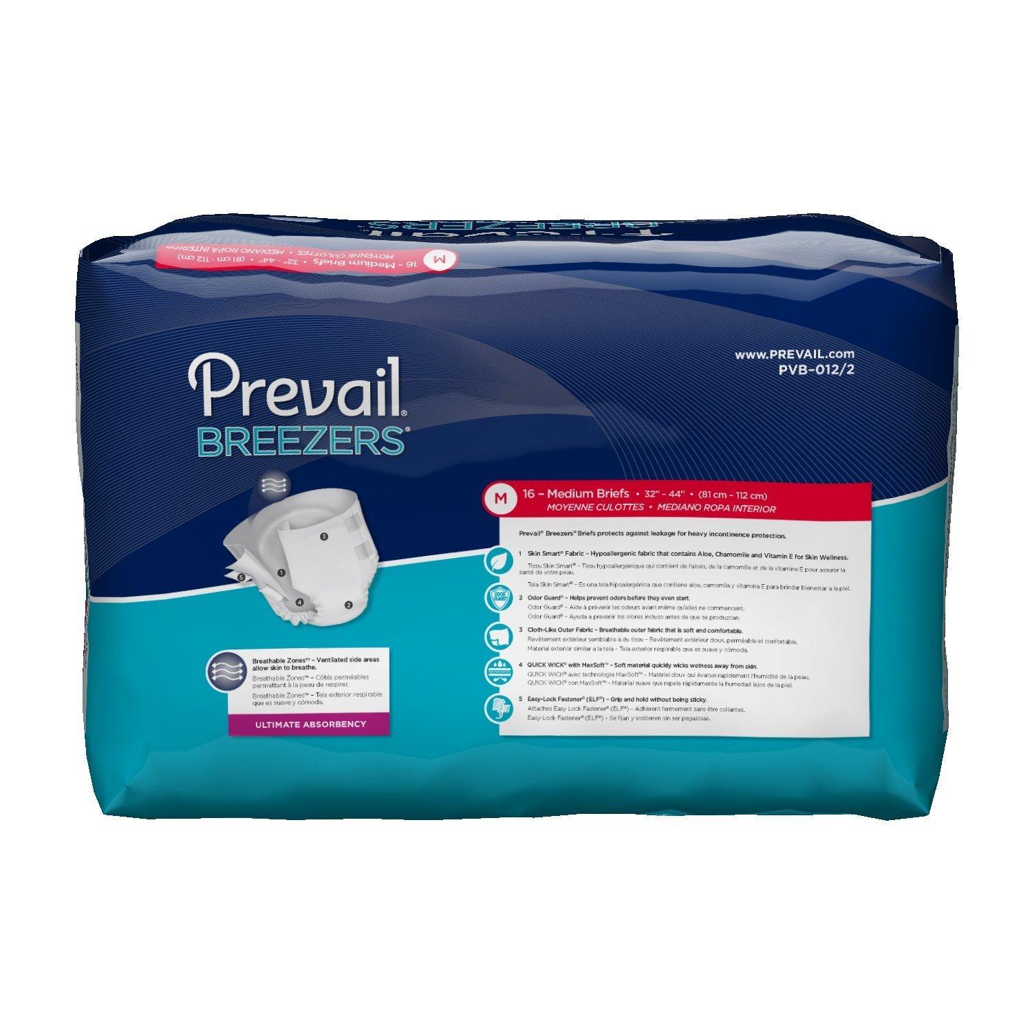 Prevail Prevail Breezers Incontinence Briefs, Unisex Adult Incontinence Briefs with Tabs, Ultimate Absorbency - Medium, 20 Count Bag