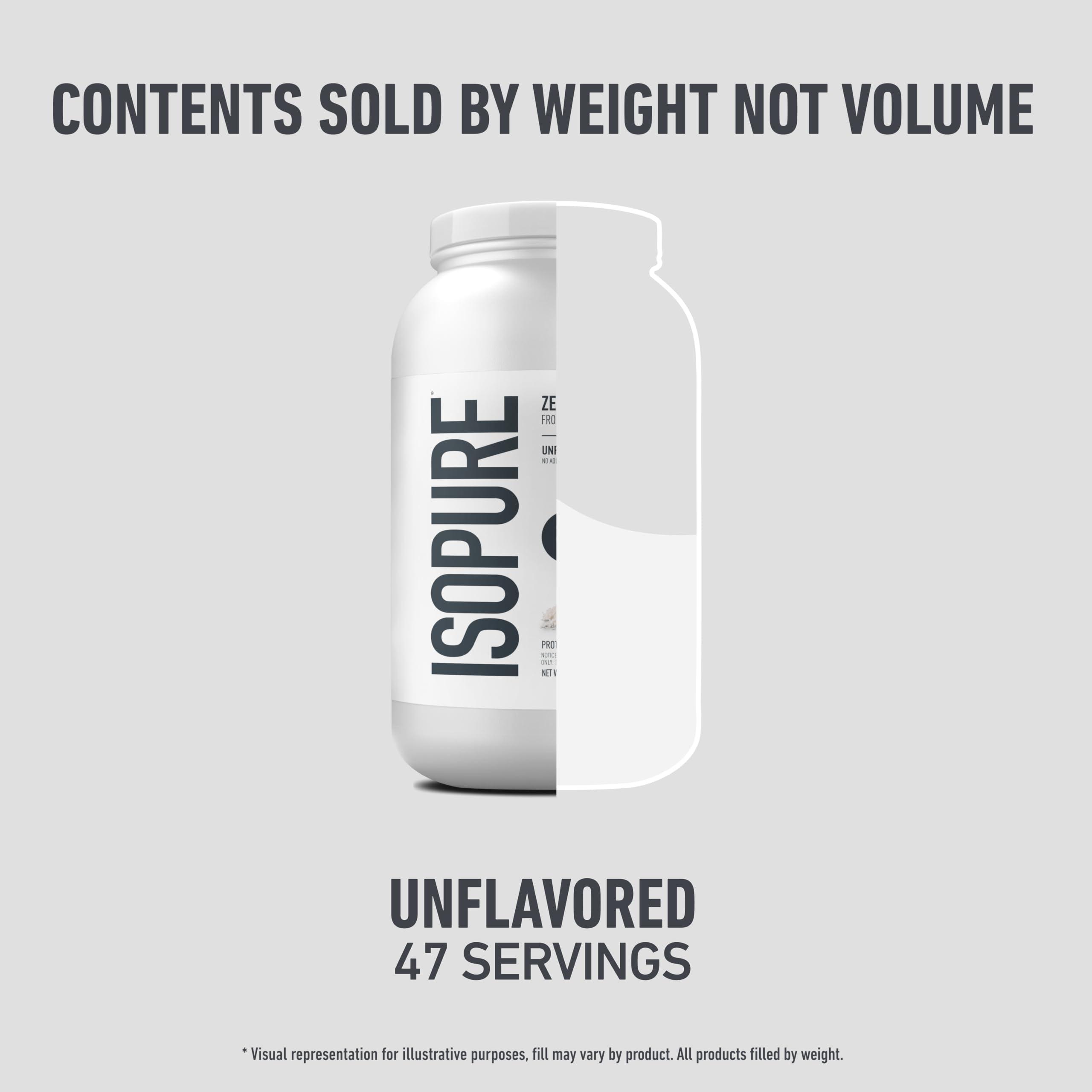 Isopure Isopure Unflavored Protein, 25g Whey Isolate, Zero Carb & Keto Friendly, 47 Servings, 3 Pounds (Packaging May Vary)