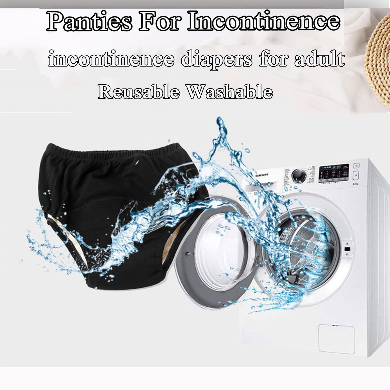 MKKBOB Leakproof Panties for Women Incontinence Diapers,Panties for Incontinence for Home Care Incontinence Diapers Adult Cloth Diapers Reusable Leakproof Underwear(Black,X-Large)