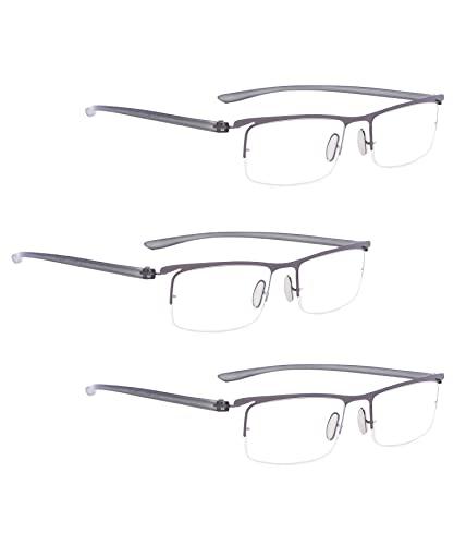 LUR 3 Packs Half-rim Reading Glasses + 6 Packs Classic Reading Glasses (Total 9 Pairs Readers +4.00)