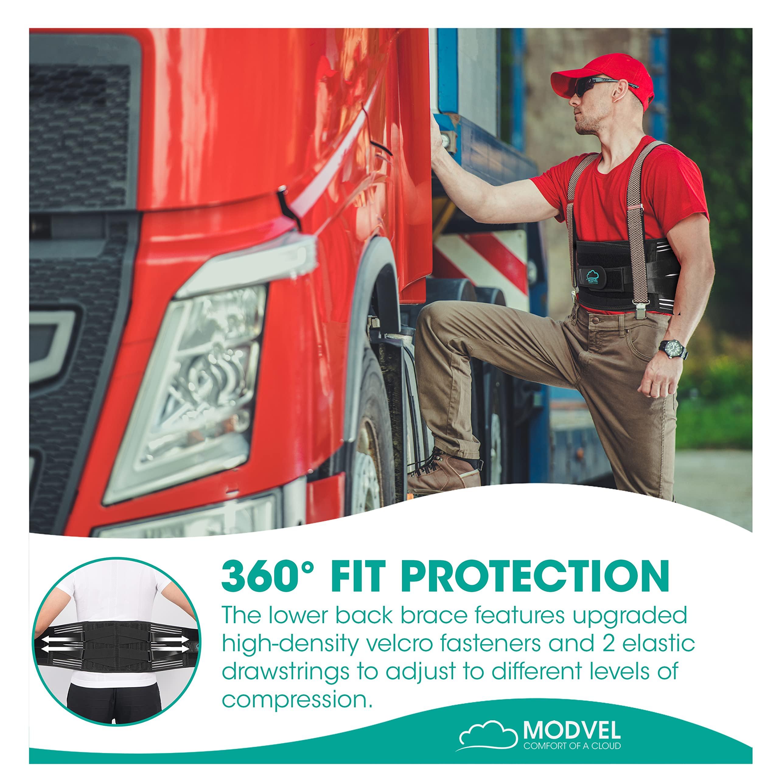 Modvel Modvel Back Braces for Lower Back Pain Relief with 6 Stays, Breathable Back Support Belt for Men/Women for work, Anti-skid lumbar support belt with 16-hole Mesh for sciatica (M)