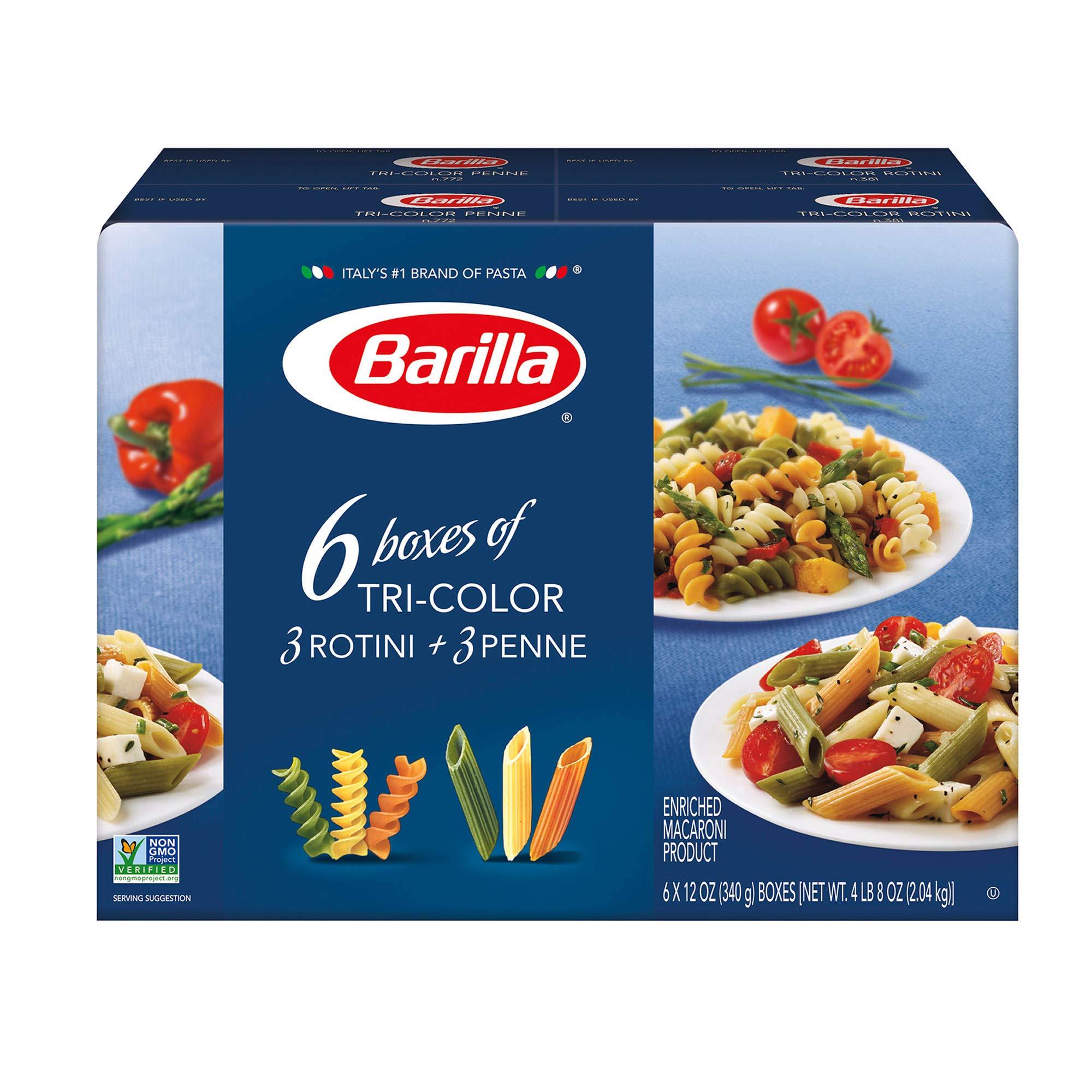 Barilla Barilla Pasta, Tri-Color Penne & Tri-Color Rotini, 12 Ounce (Pack of 6)
