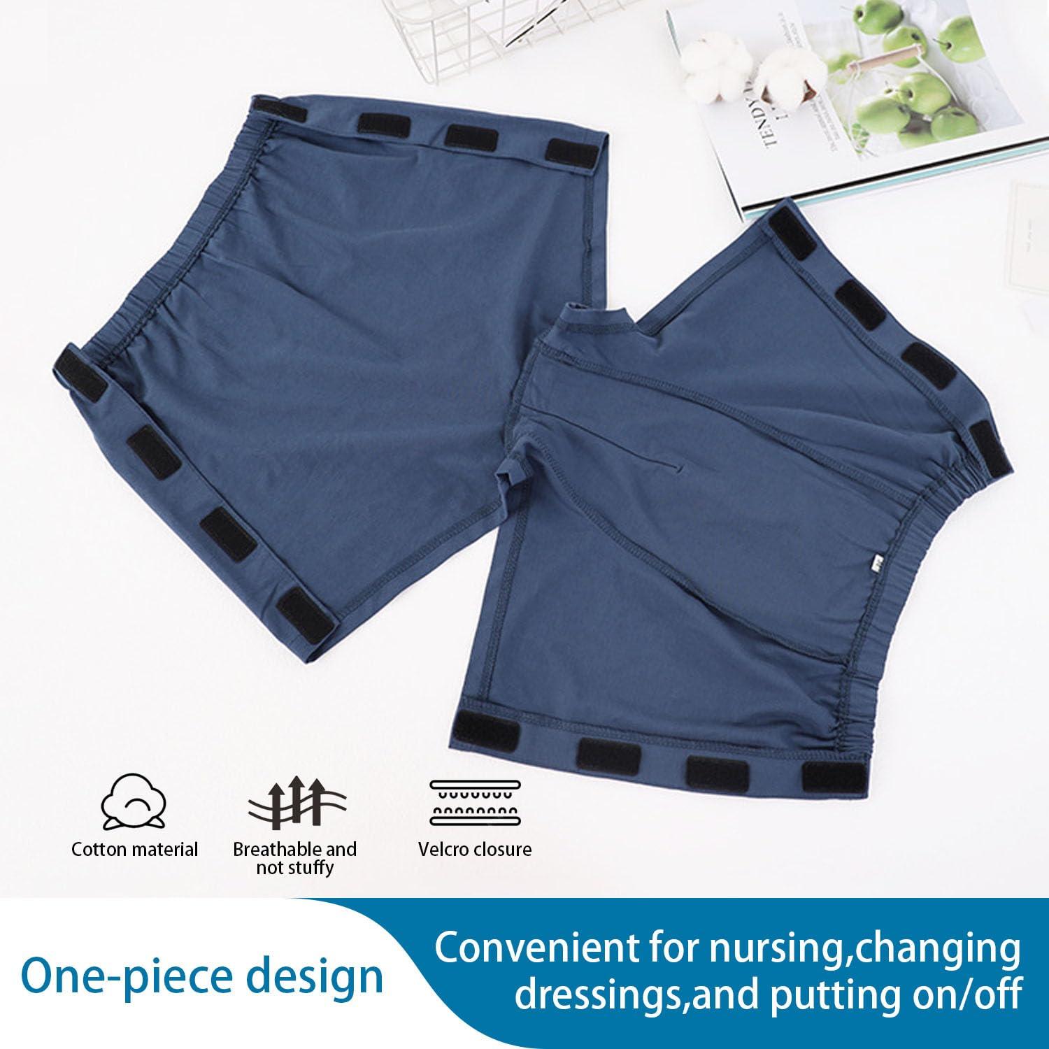 Lmaray 3 Pack Post Surgery Boxers for Men, Adaptive Underwears, Tear Away Underwear, Incontinence Stick-on Briefs