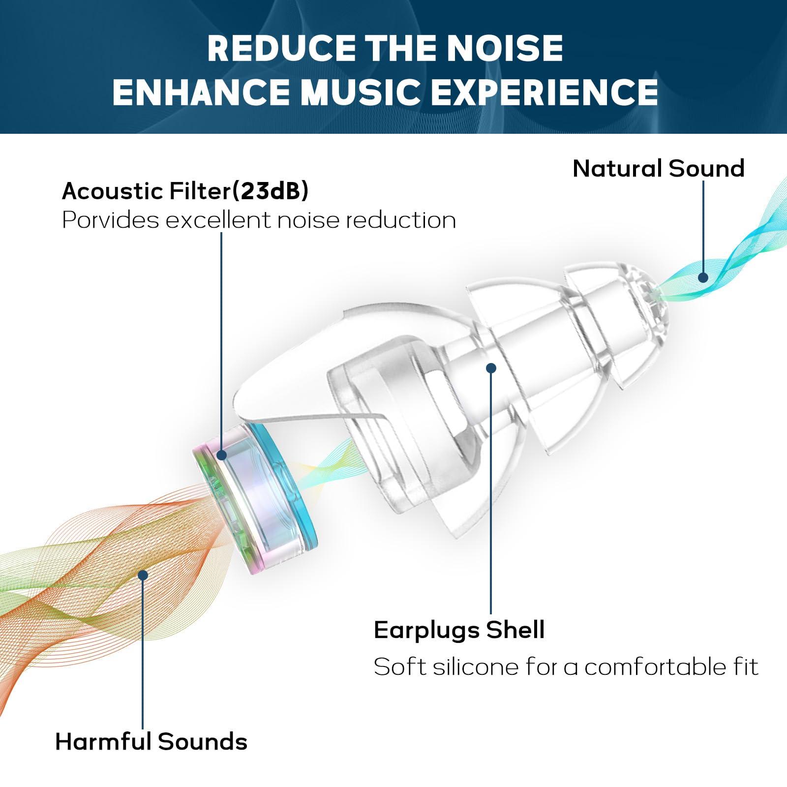 Hearprotek Hearprotek Hi-Fi Spirit Concert Ear Plugs, High Fidelity Silicone Music Ear Plugs for Concerts, Noise Reduction, Hearing Protection, Motorcycle, Musicians, Rave, Dj, Tinnitus Relief (Medium Size)