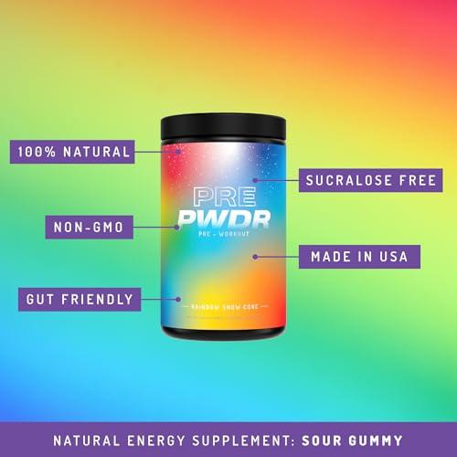 PWDRS PWDRS Pre-Workout Powder, All Natural Pre Workout for Energy, Pump, Endurance & Strength, with Caffeine (Rainbow Snowcone)