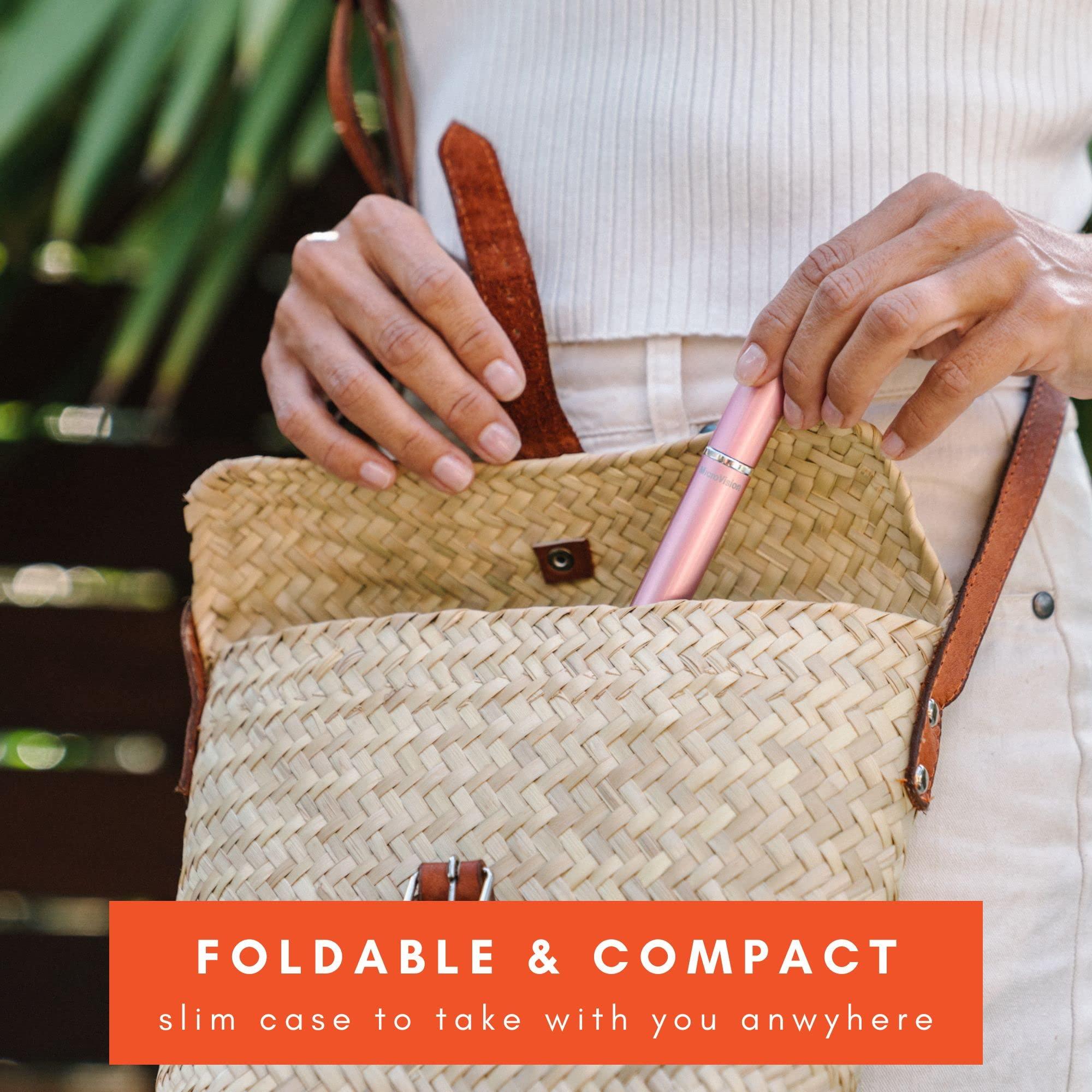 MicroVision Optical MicroVision Optical Original Mini Reader Reading Glasses With Tube Case, Durable Stainless Steel Frame For Women and Men Lightweight & Pocket-Sized Eyeglasses as Seen on Oprah Black, +2.00