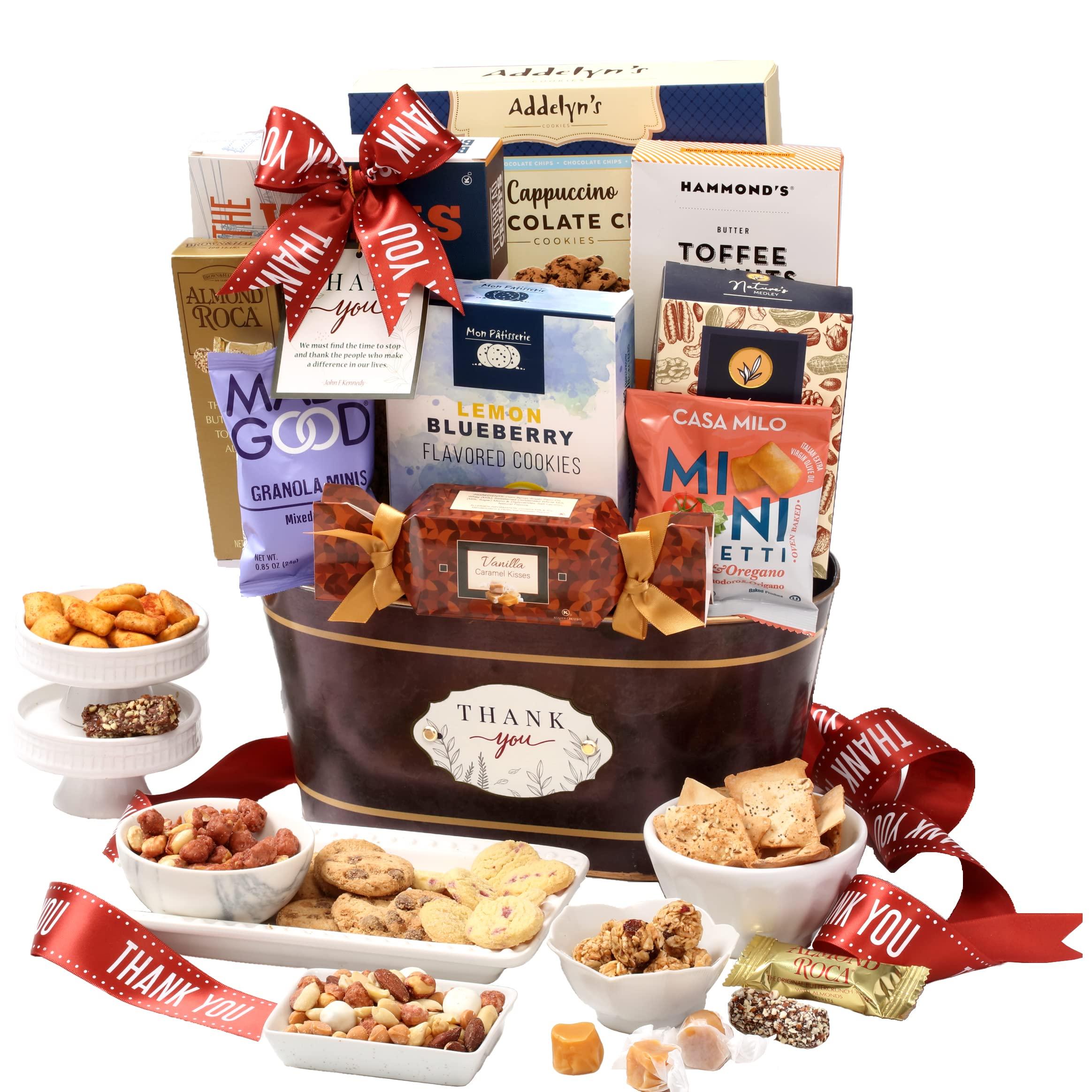 Broadway Basketeers Broadway Basketeers Thank You Gift Basket Send Your Appreciation with This Beautiful Display Basket. Enjoy the Large Assortment of Sweets and Savory Treats, Perfect for Mom Dad Friends
