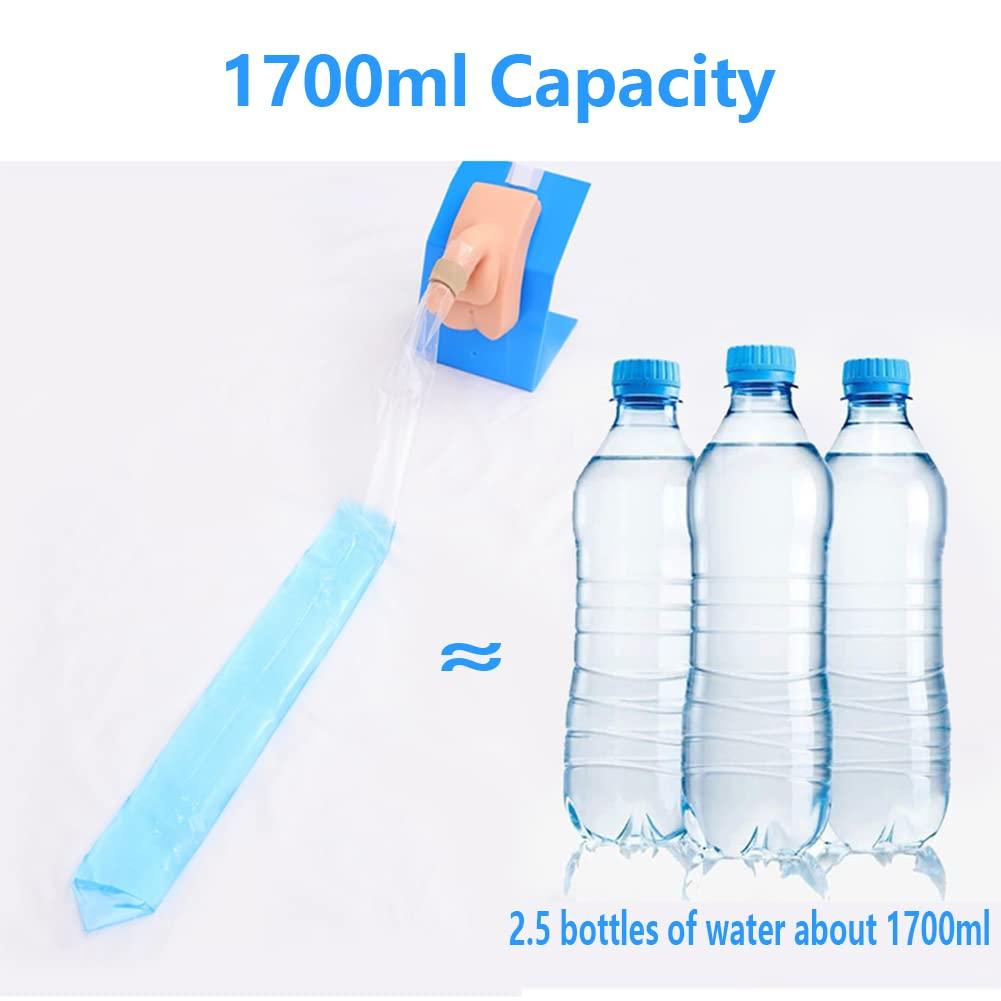 Opaeroo Urinary Drainage Bag Urine Collector Night Bags Male Urinary Incontinence Penile Clamp 1700ml Bag Urinal for Men Elderly Bedridden Patients and Disabled Men, 50Pcs Clear Bag-50disposablestraps