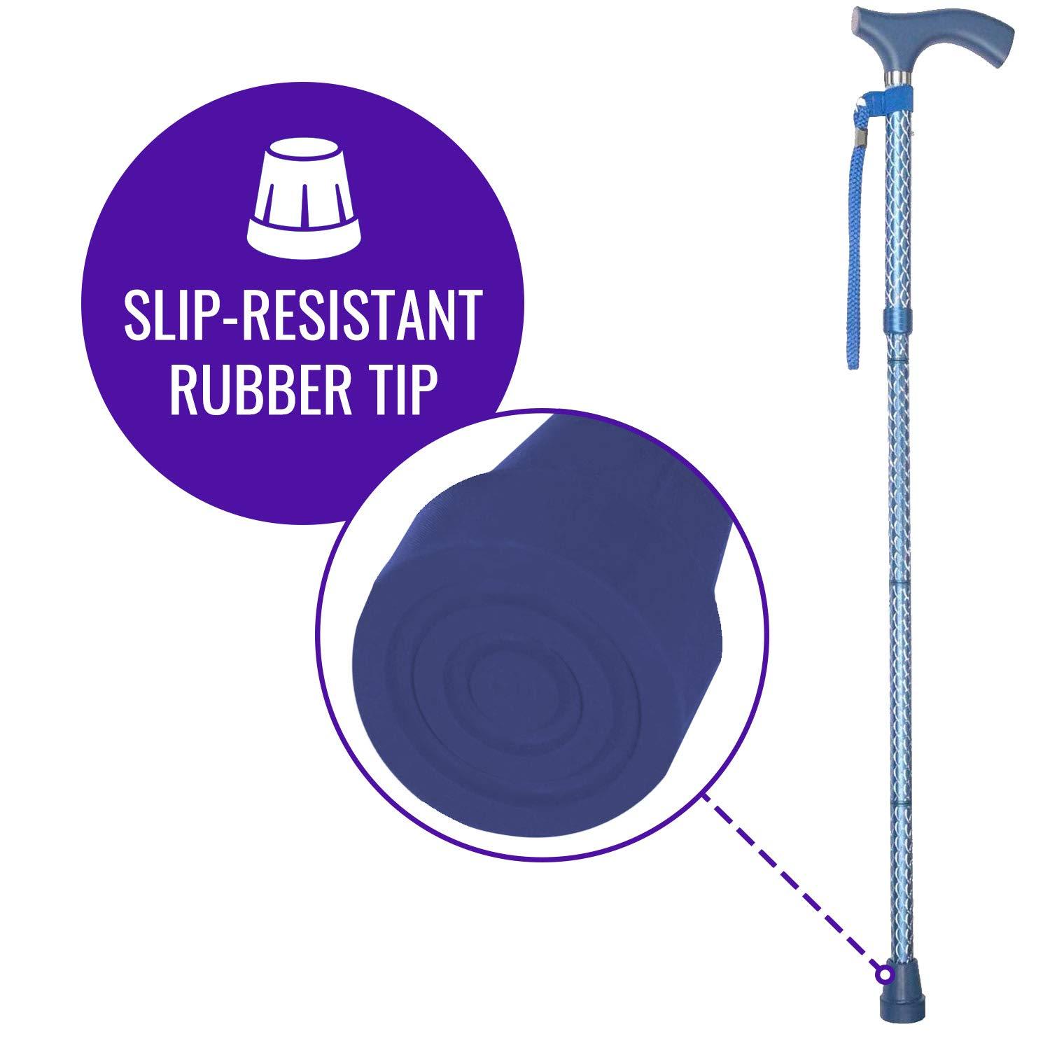 Switch Sticks Switch Sticks Walking Cane for Men or Women, Foldable and Adjustable from 32-37 Inches, FSA and HSA Eligible, Engraved Azure